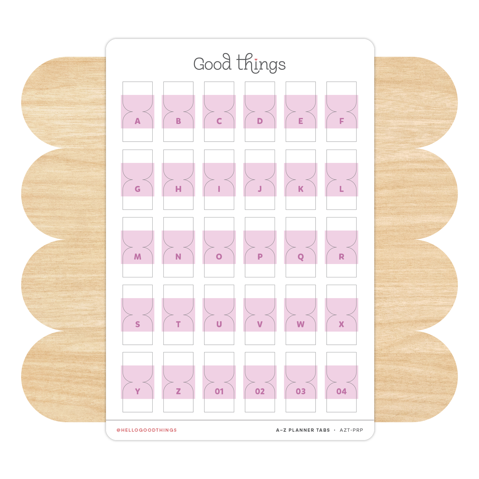 A to Z Index Tab Stickers, Pink