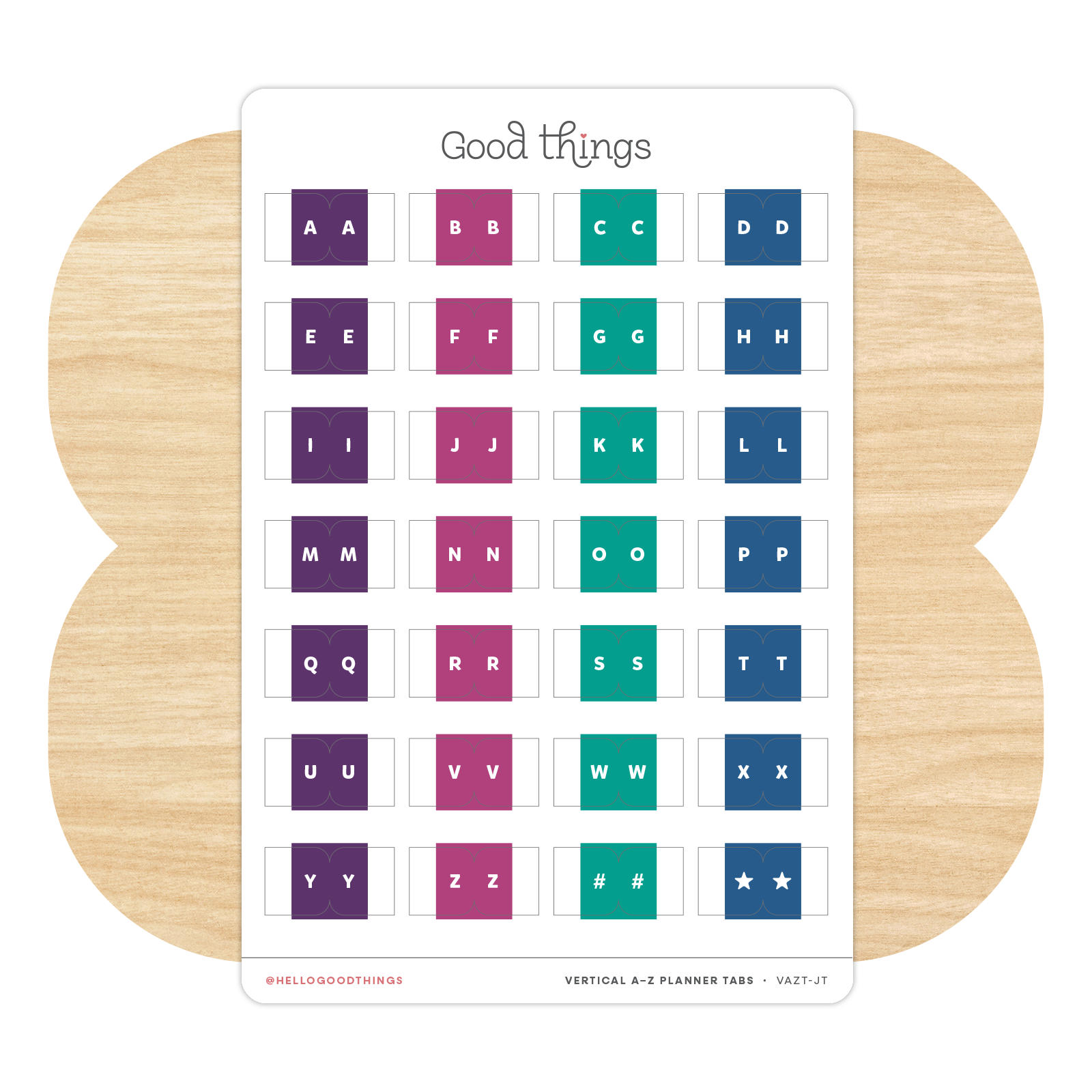 A to Z Stacking Index Tab Stickers, Jewel Tones