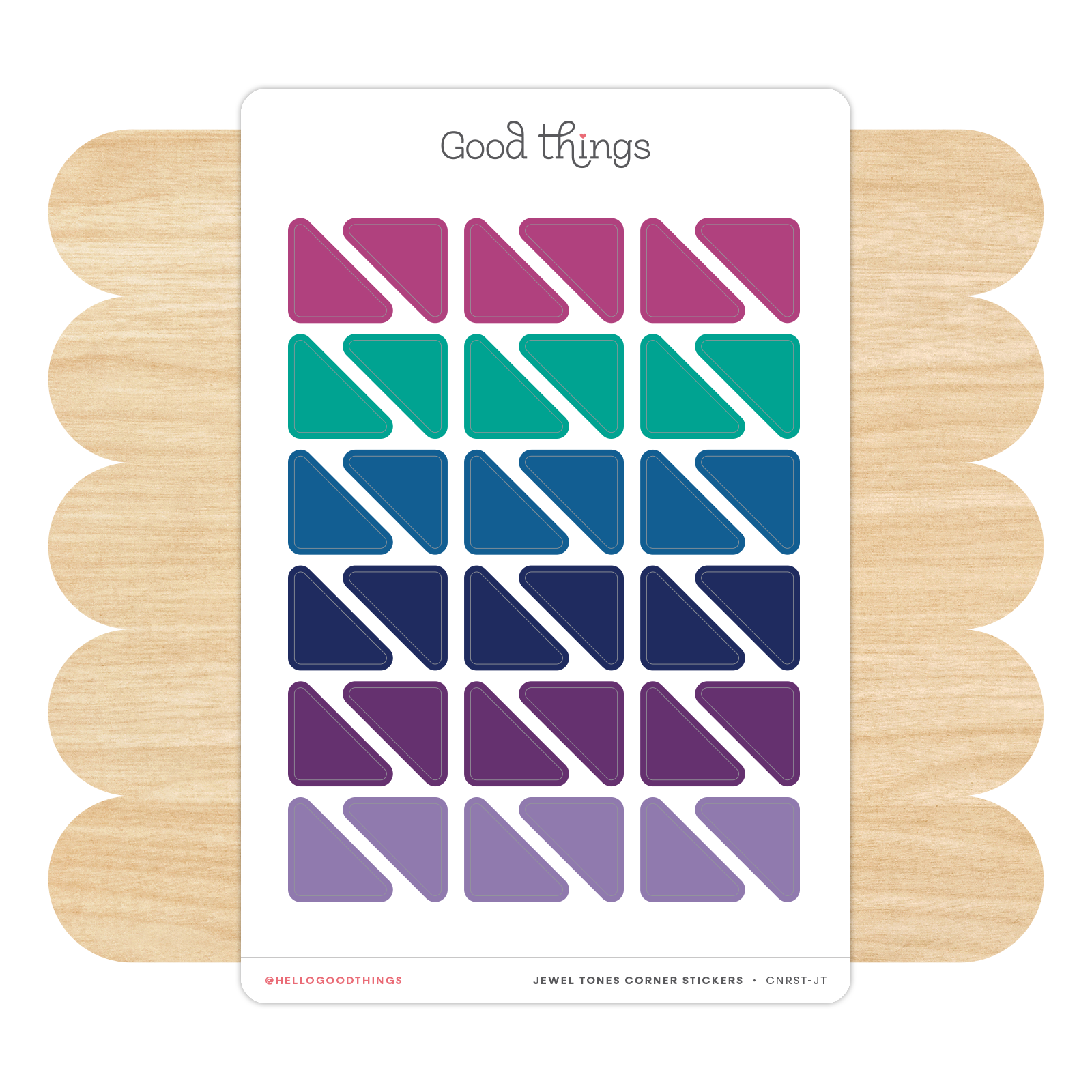 Blank Corners Sticker Sheet, Jewel Tones