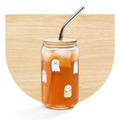 Boo Crew Glass Can with Lid & Straw