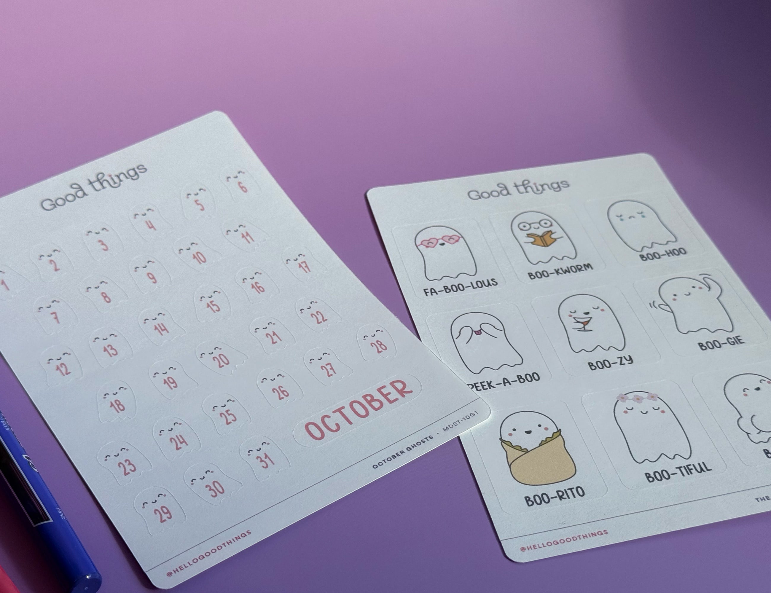 Cute Ghost / October Month Date Stickers