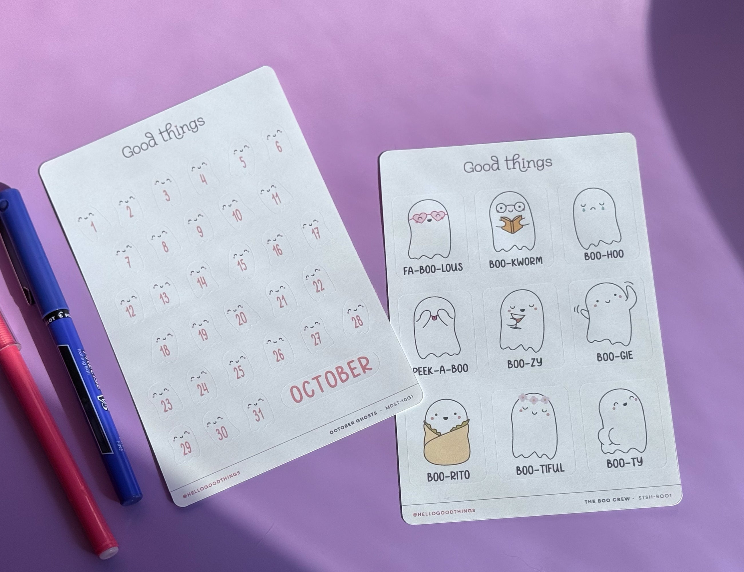 Cute Ghost / October Month Date Stickers