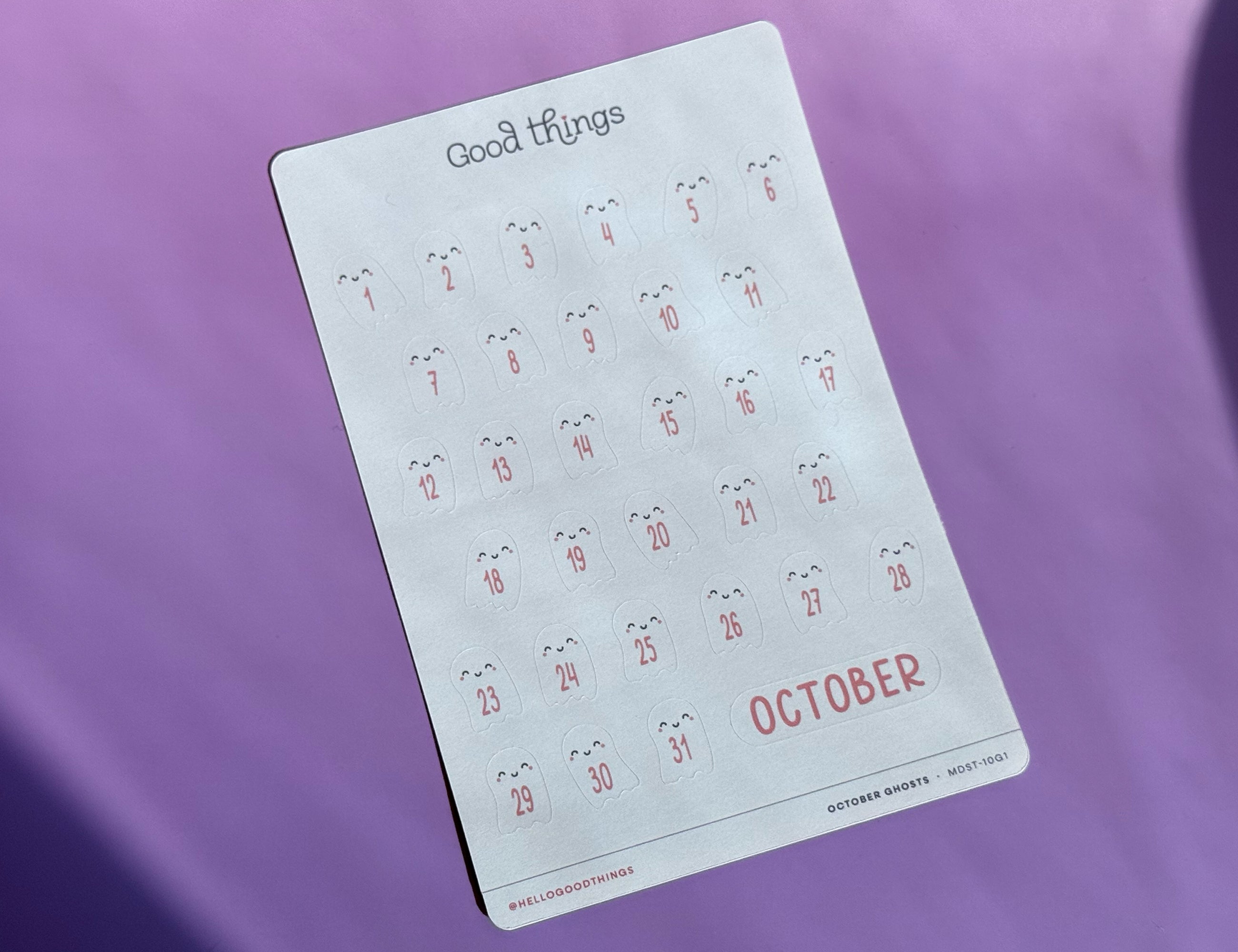 Cute Ghost / October Month Date Stickers