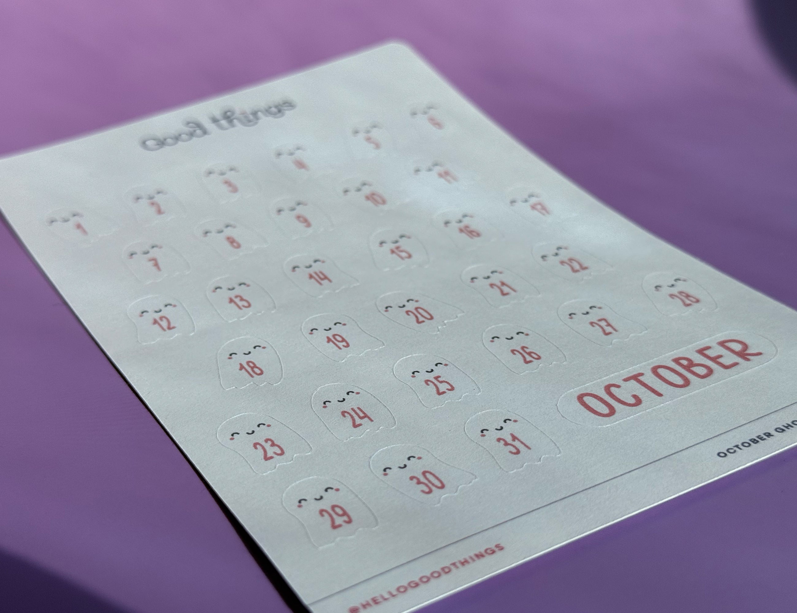 Cute Ghost / October Month Date Stickers