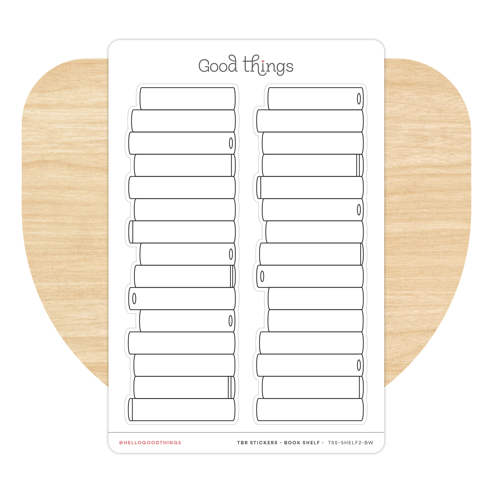 Book Shelf Reading Tracker Sticker Sheet, B&W