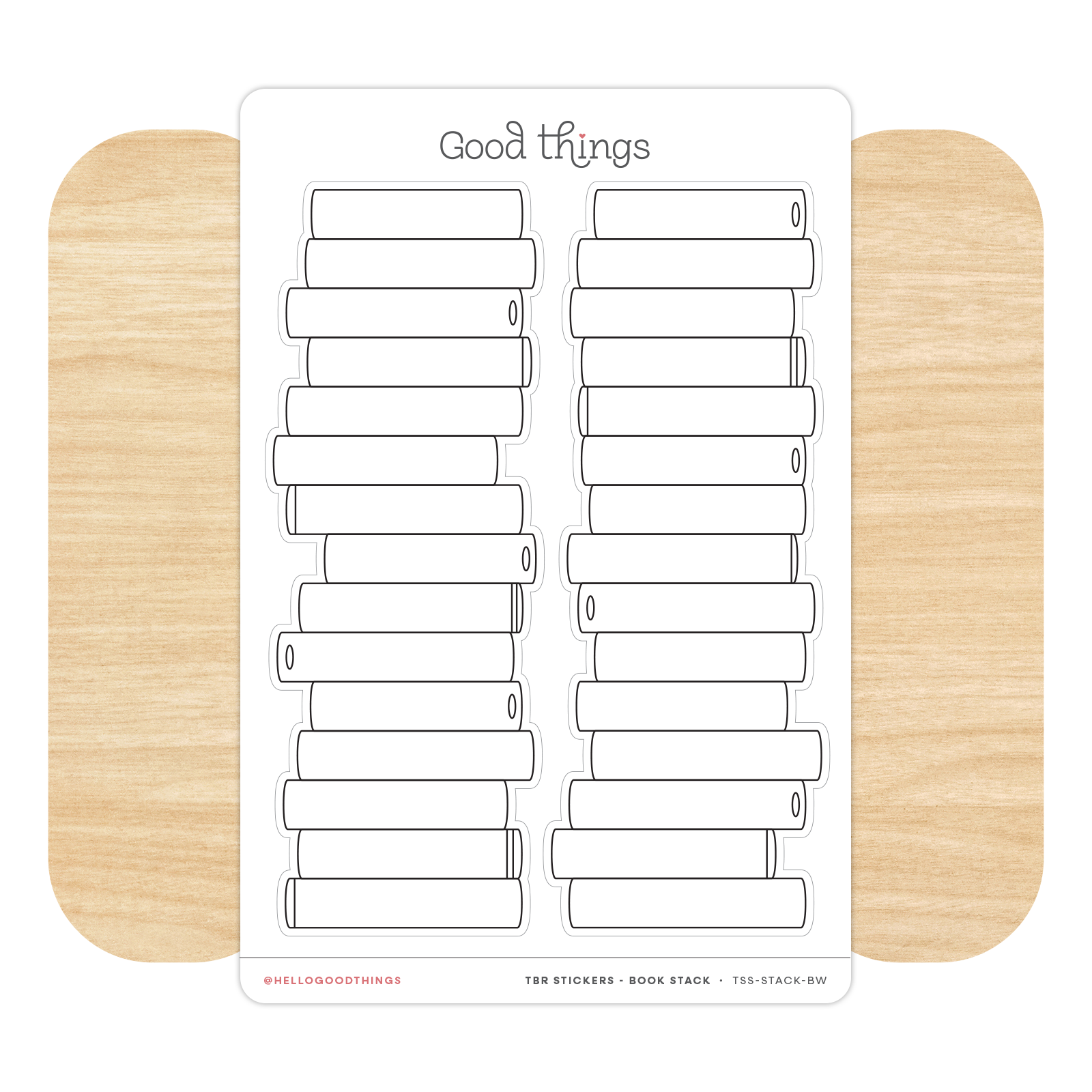Book Stack Reading Tracker Sticker Sheet, B&W