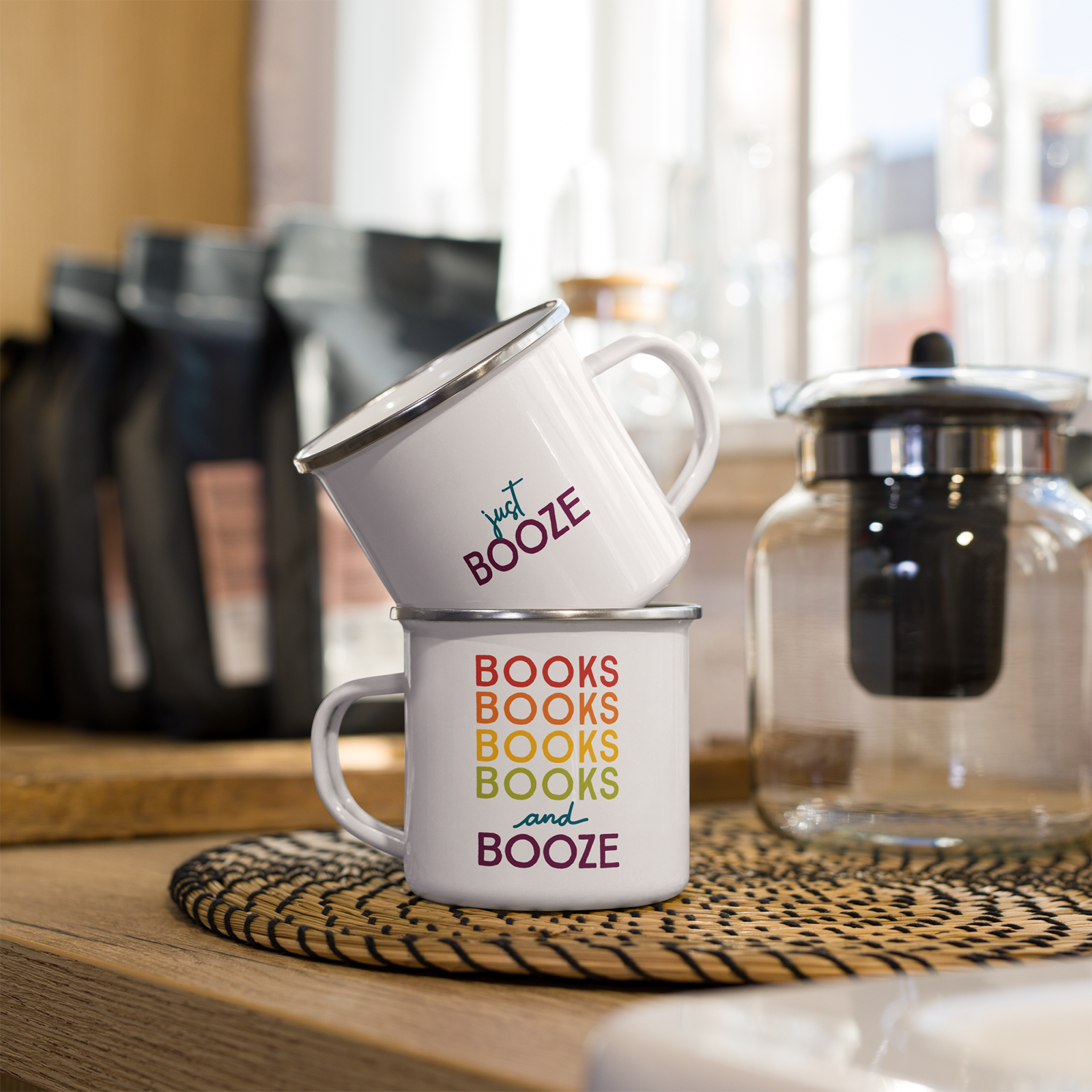 Books and Booze Enamel Mug by Good Things