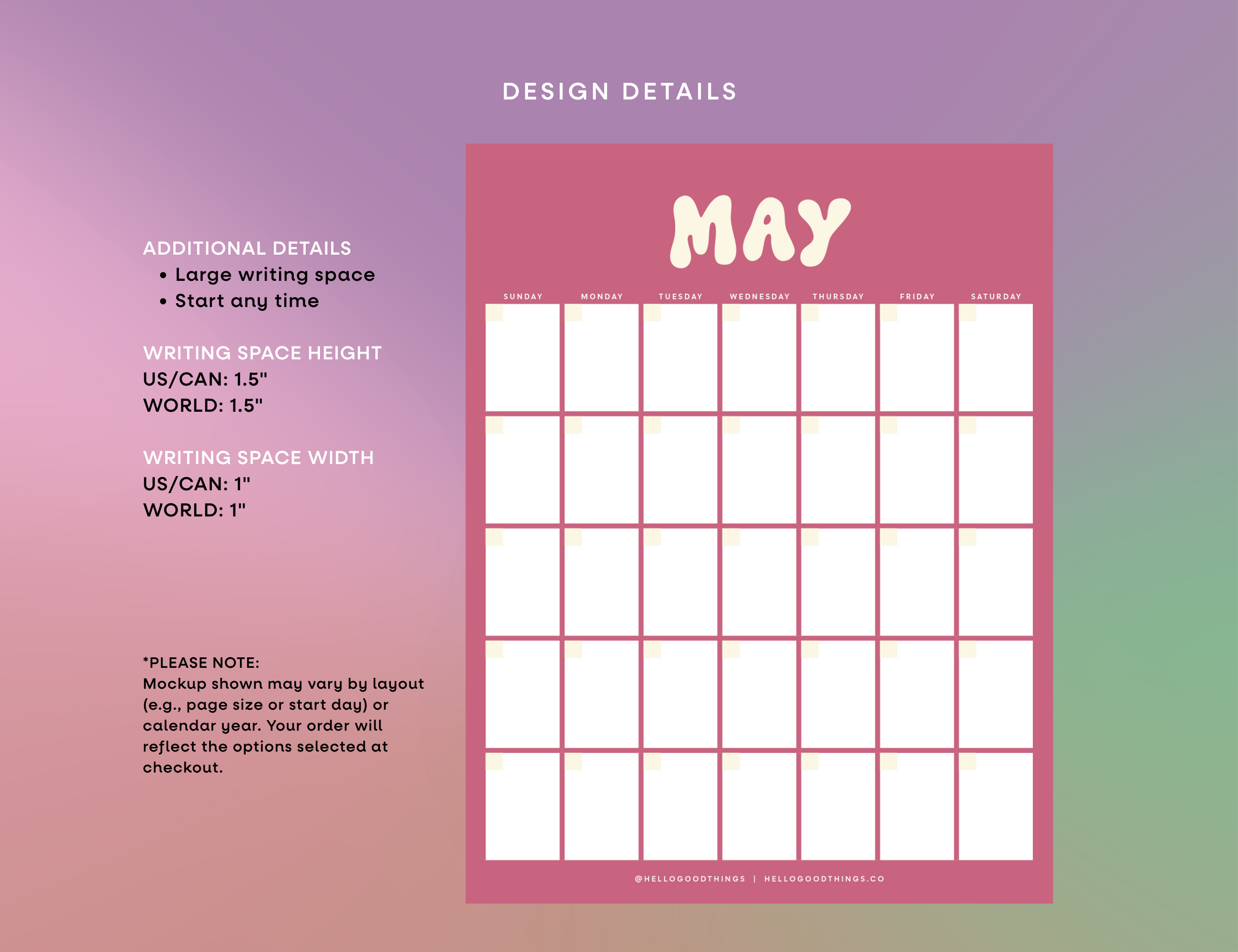 Bubble Undated Wall Calendar