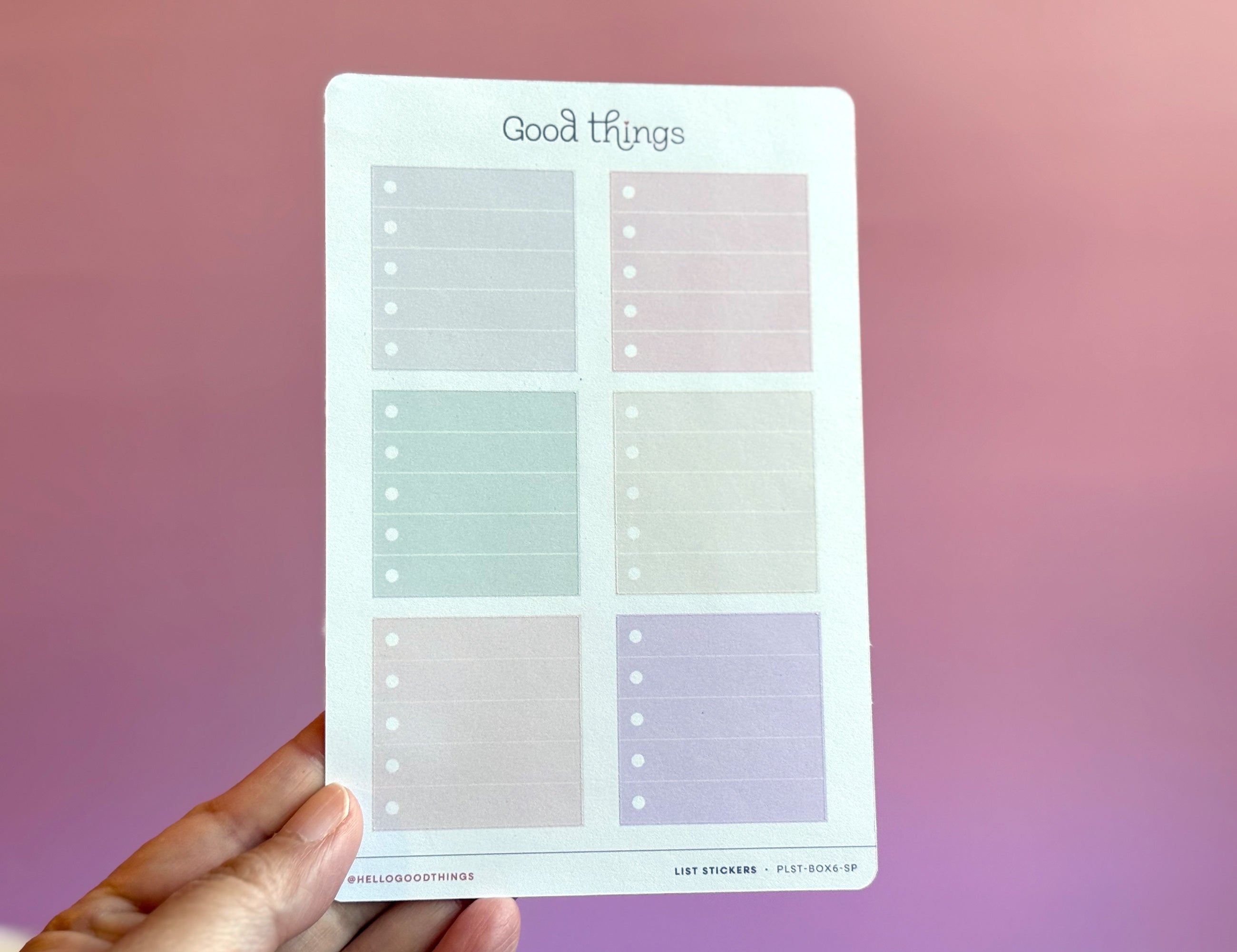 Checklist Sticker Sheet