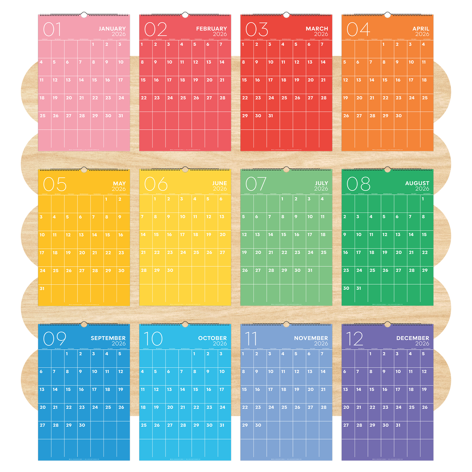2026 Chromatic Calendar (Sunday Start)