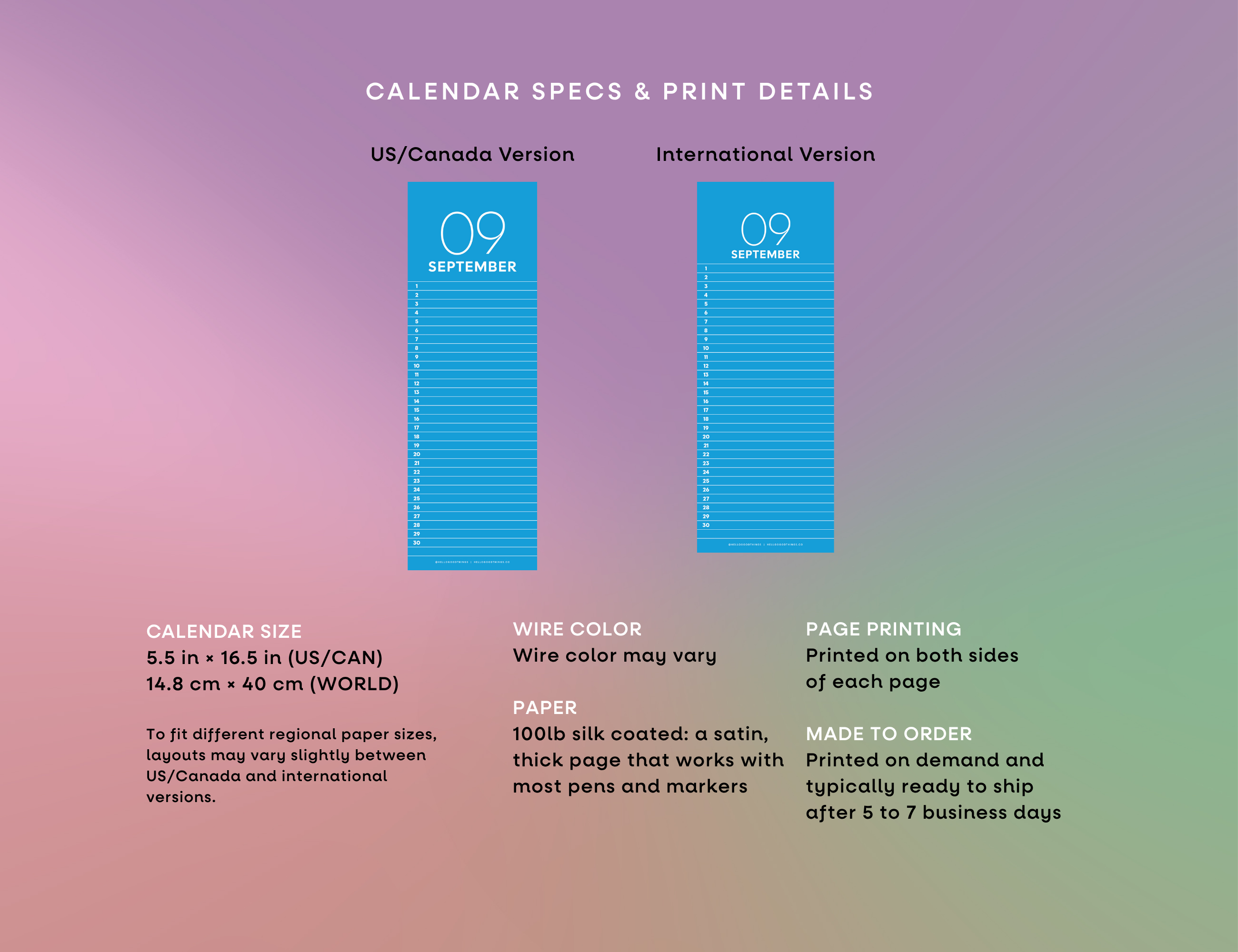 Chromatic Perpetual Wall Calendar