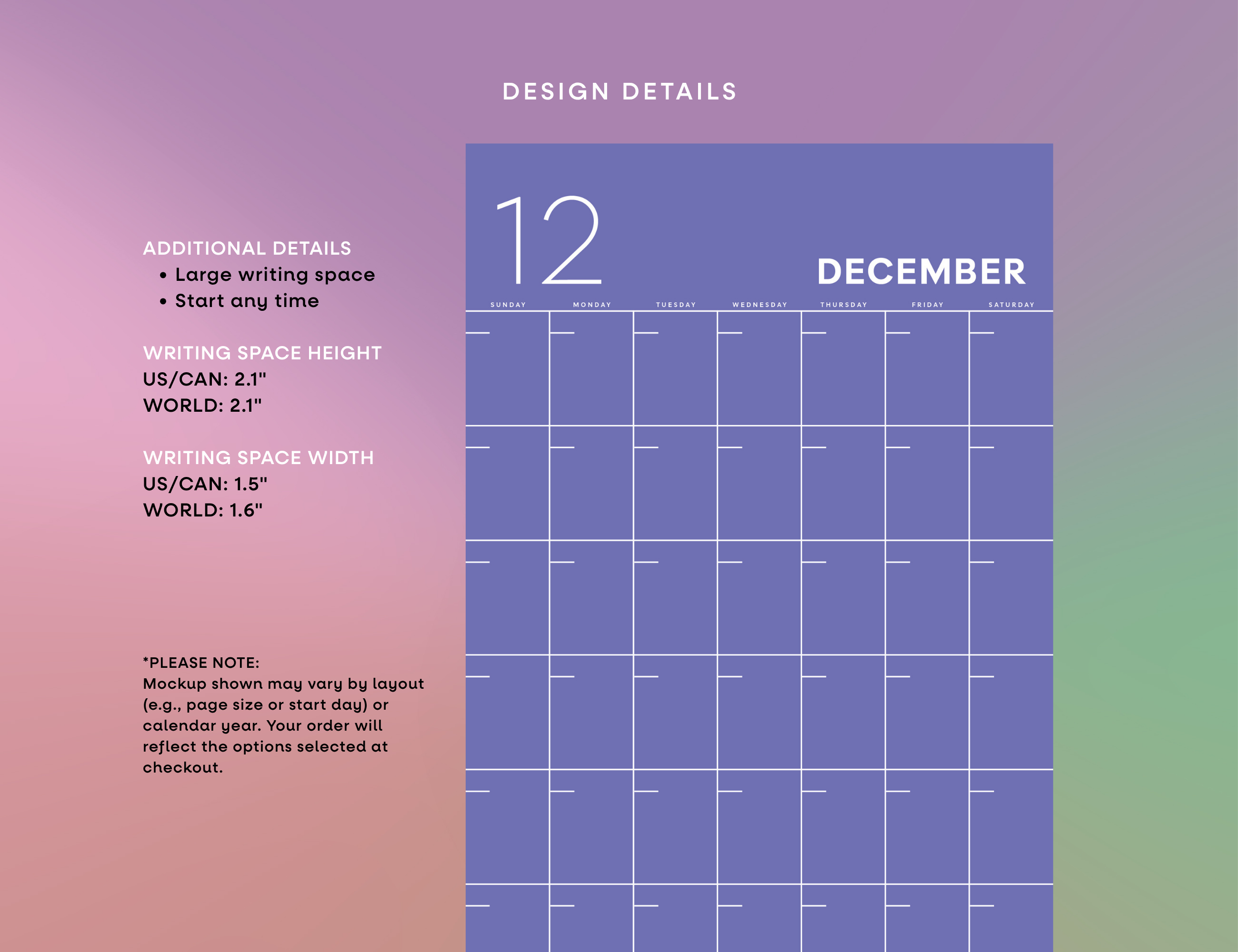 Chromatic Undated Wall Calendar