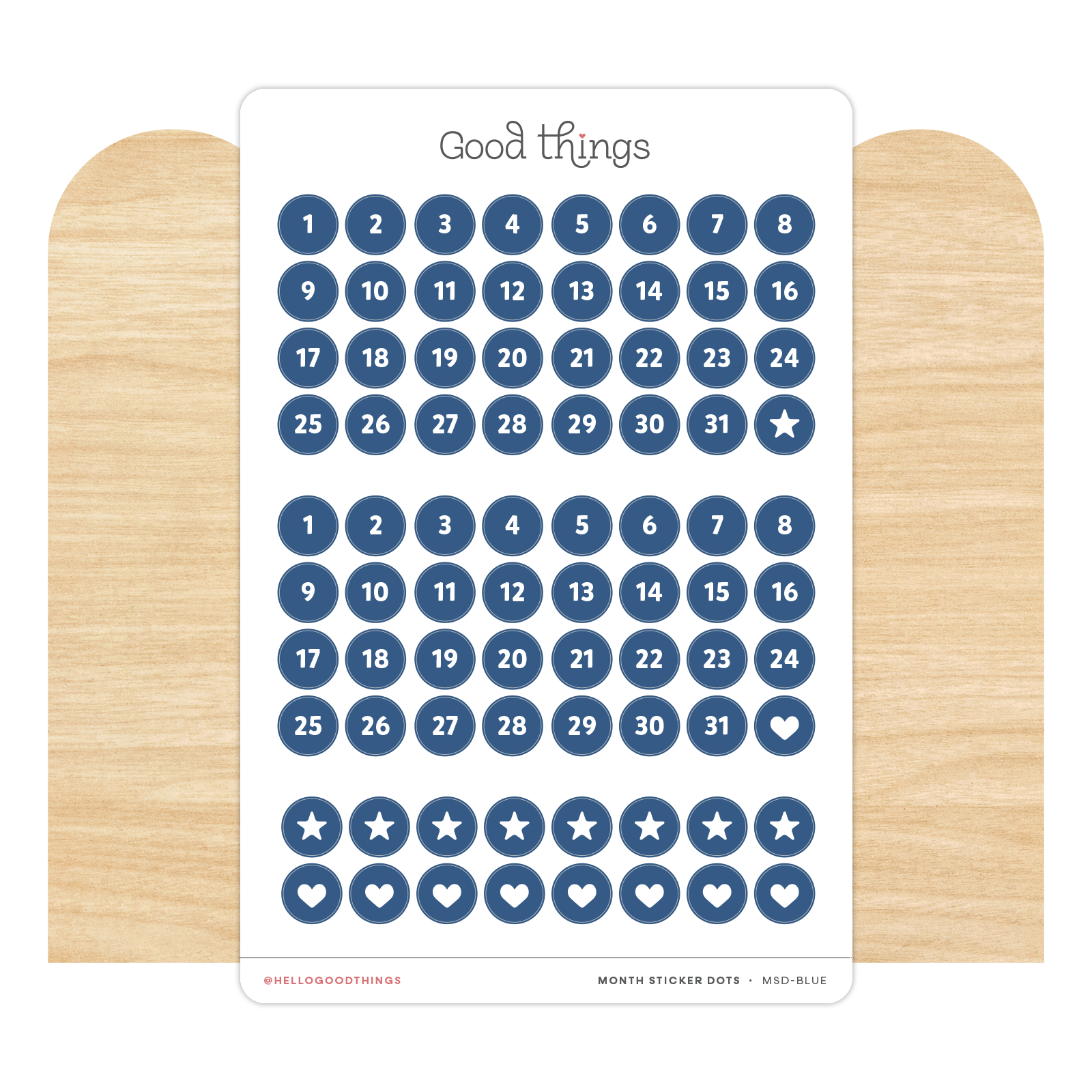 Monthly Date Dots Sticker Sheet, Blue
