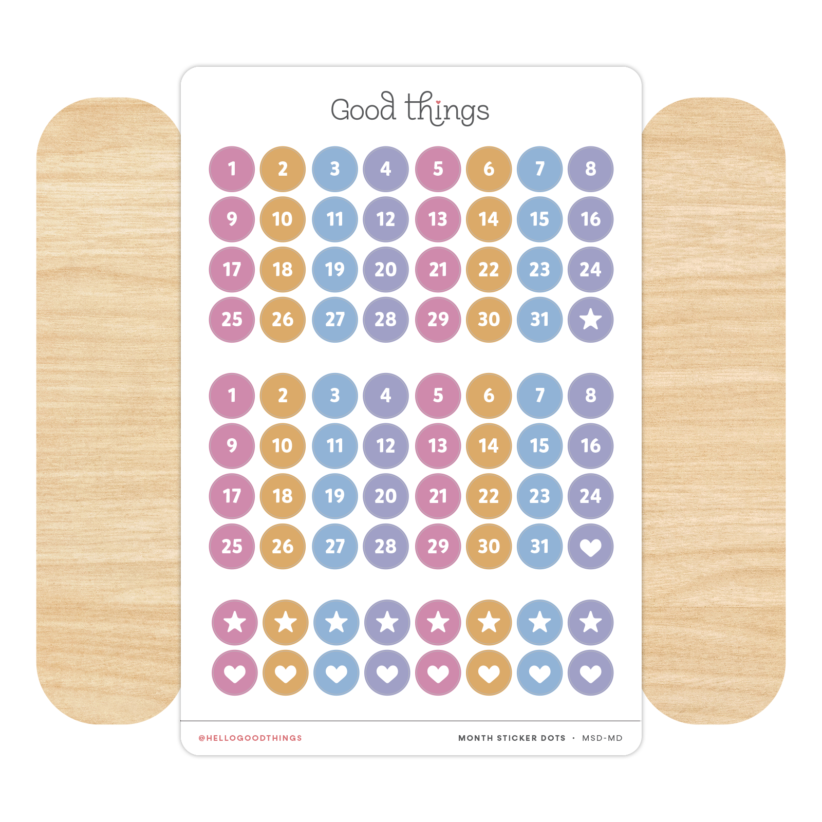 Monthly Date Dots Sticker Sheet, Macaron Dreams