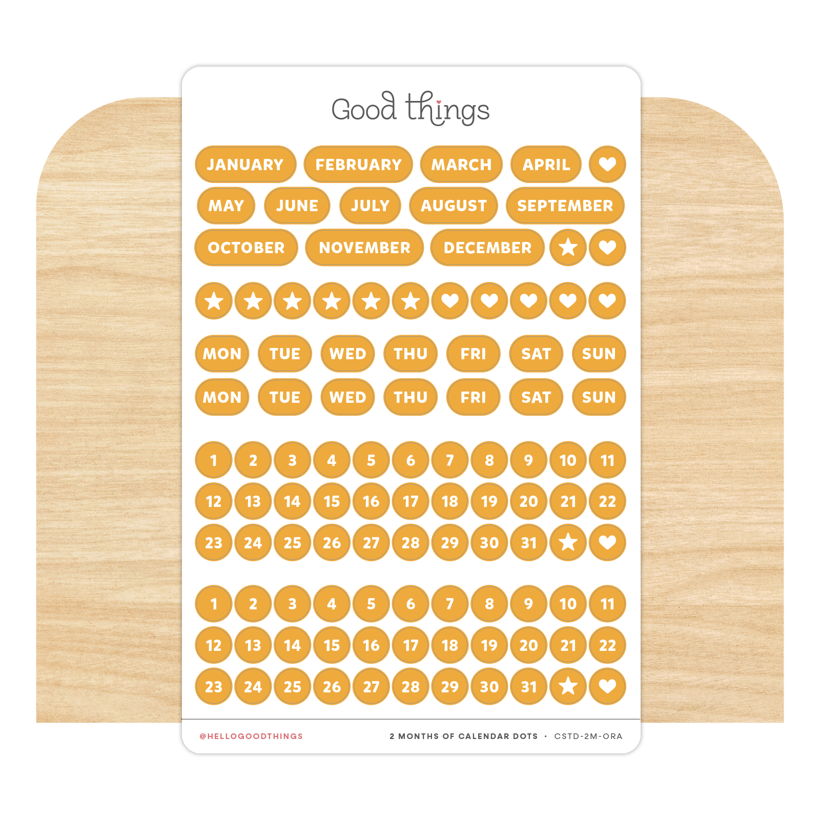 Create-a-Calendar Dots Sticker Sheet, Orange