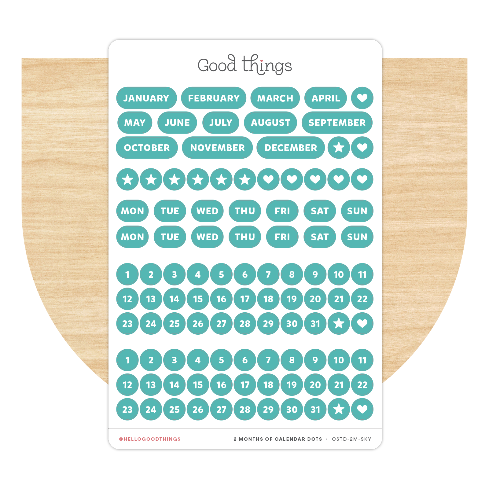 Create-a-Calendar Dots Sticker Sheet, Sky