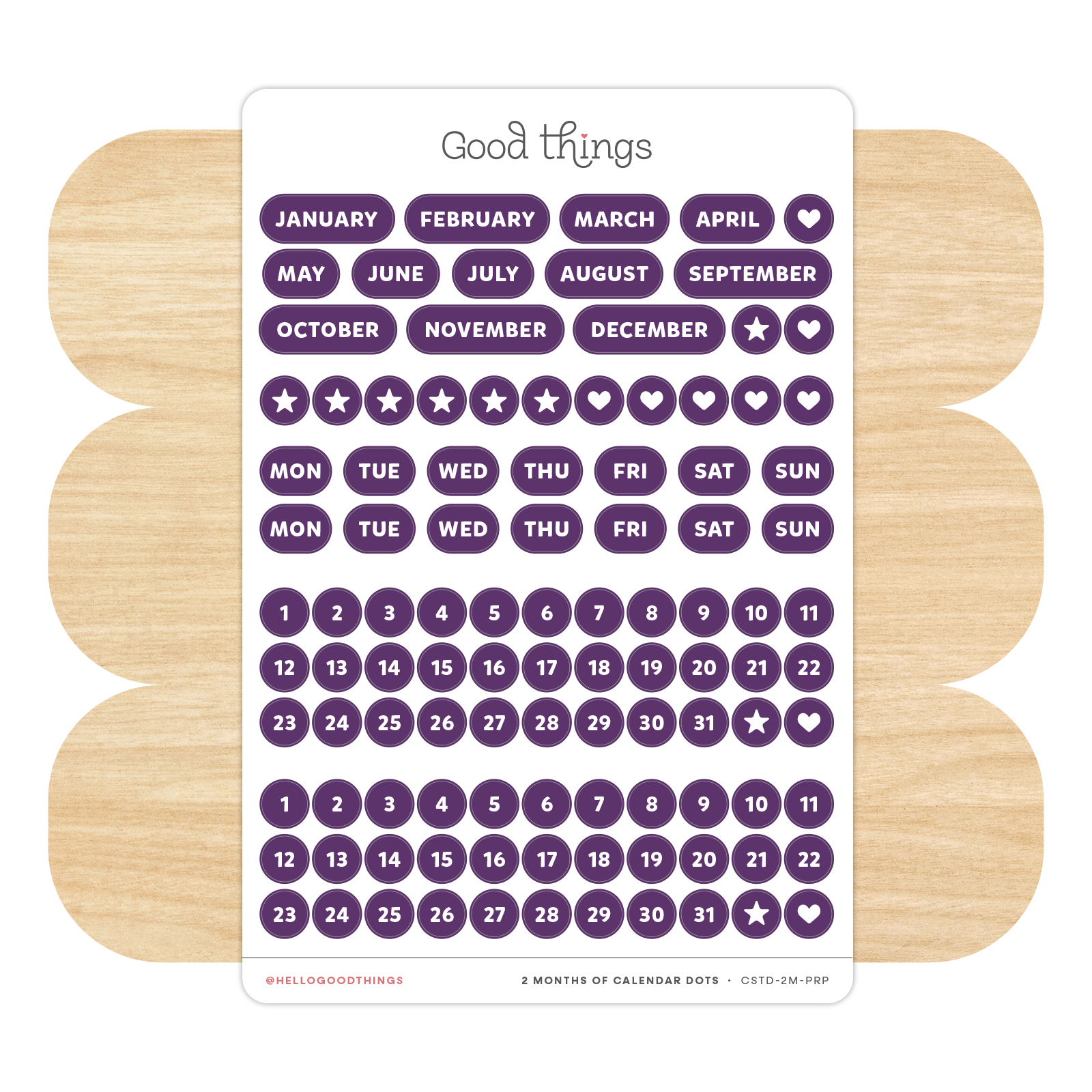 Create-a-Calendar Dots Sticker Sheet, Purple