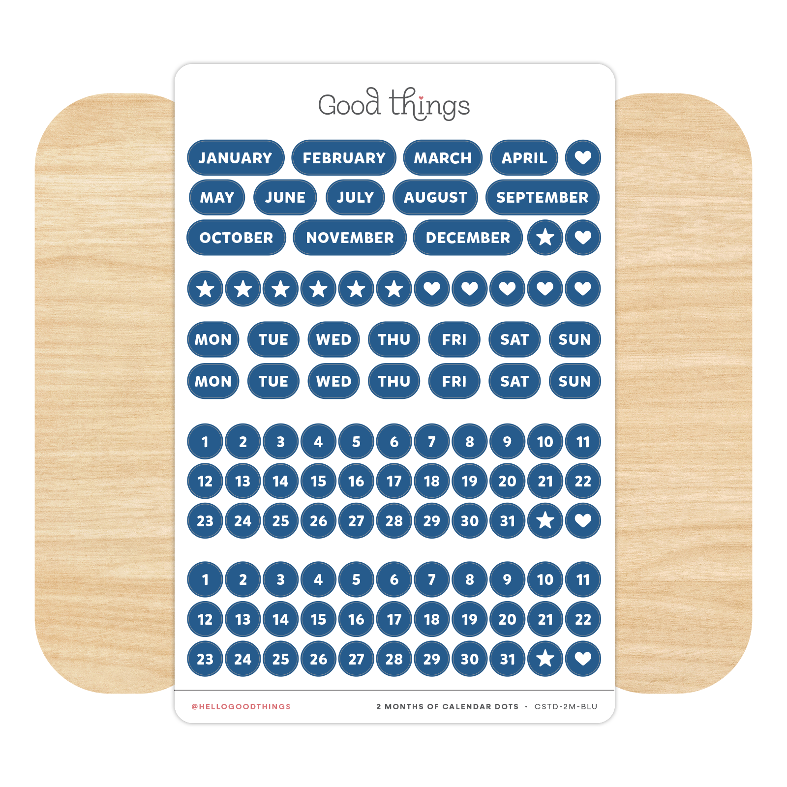 Create-a-Calendar Dots Sticker Sheet, Blue