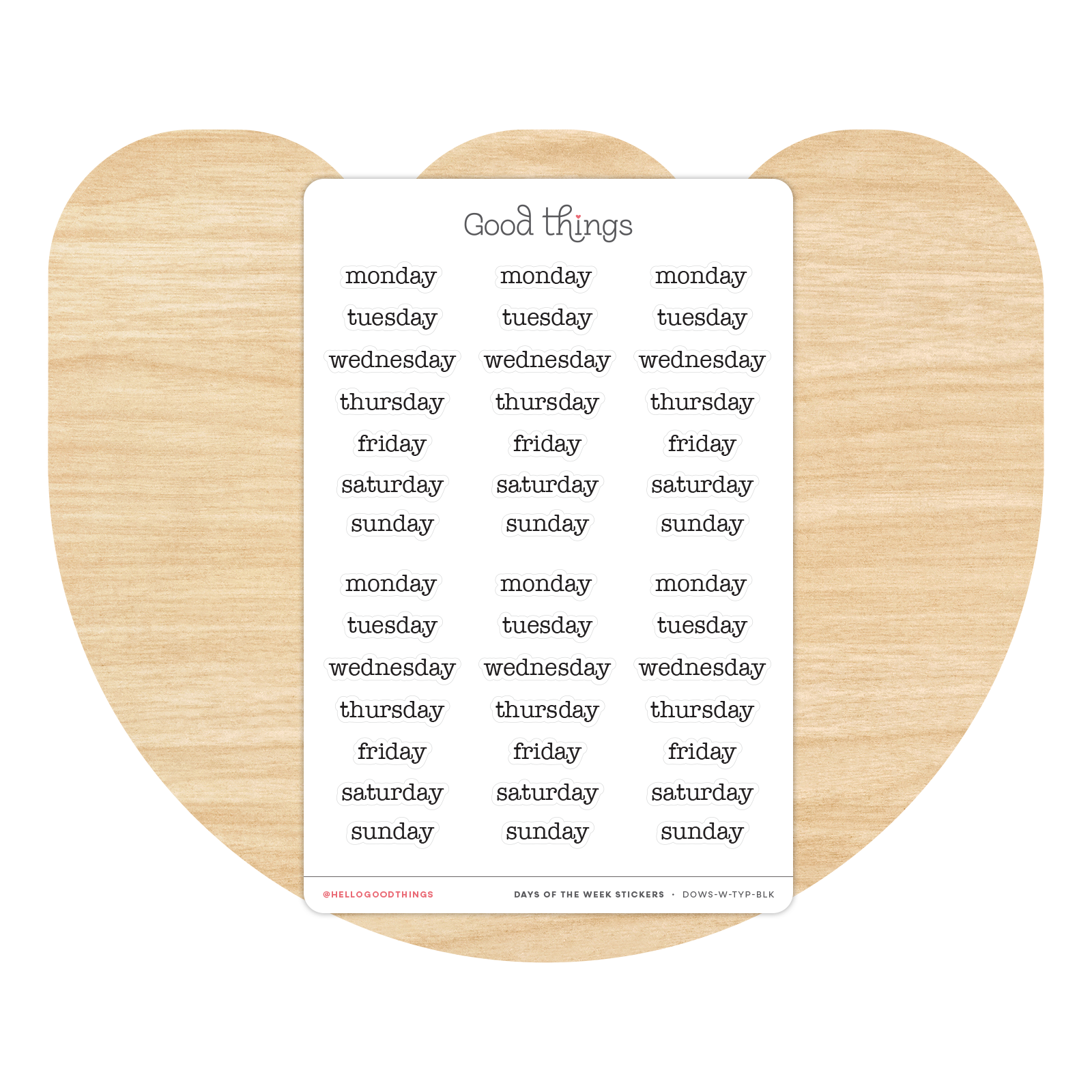 Days of the Week Stickers - Typewriter