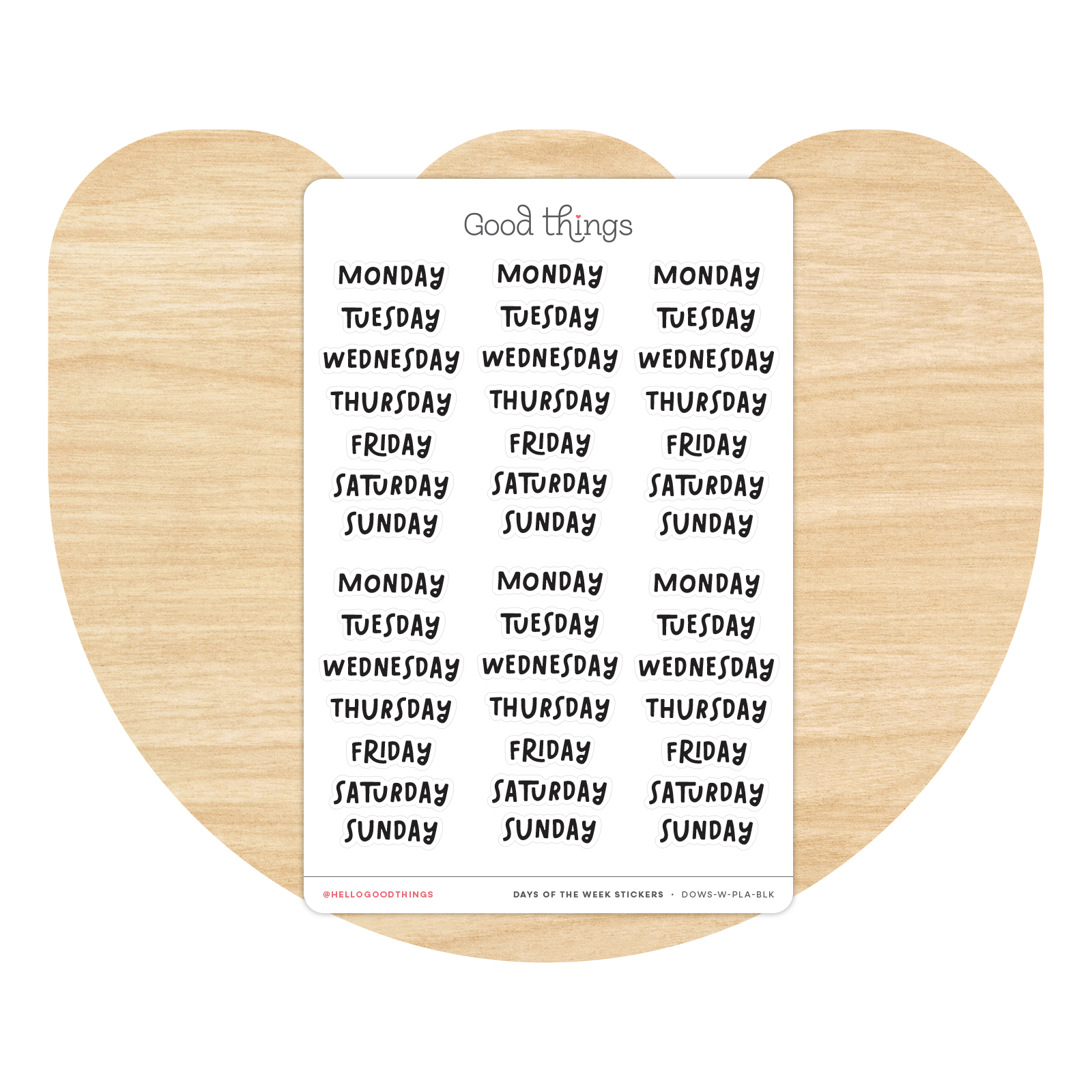 Days of the Week Stickers - Playful