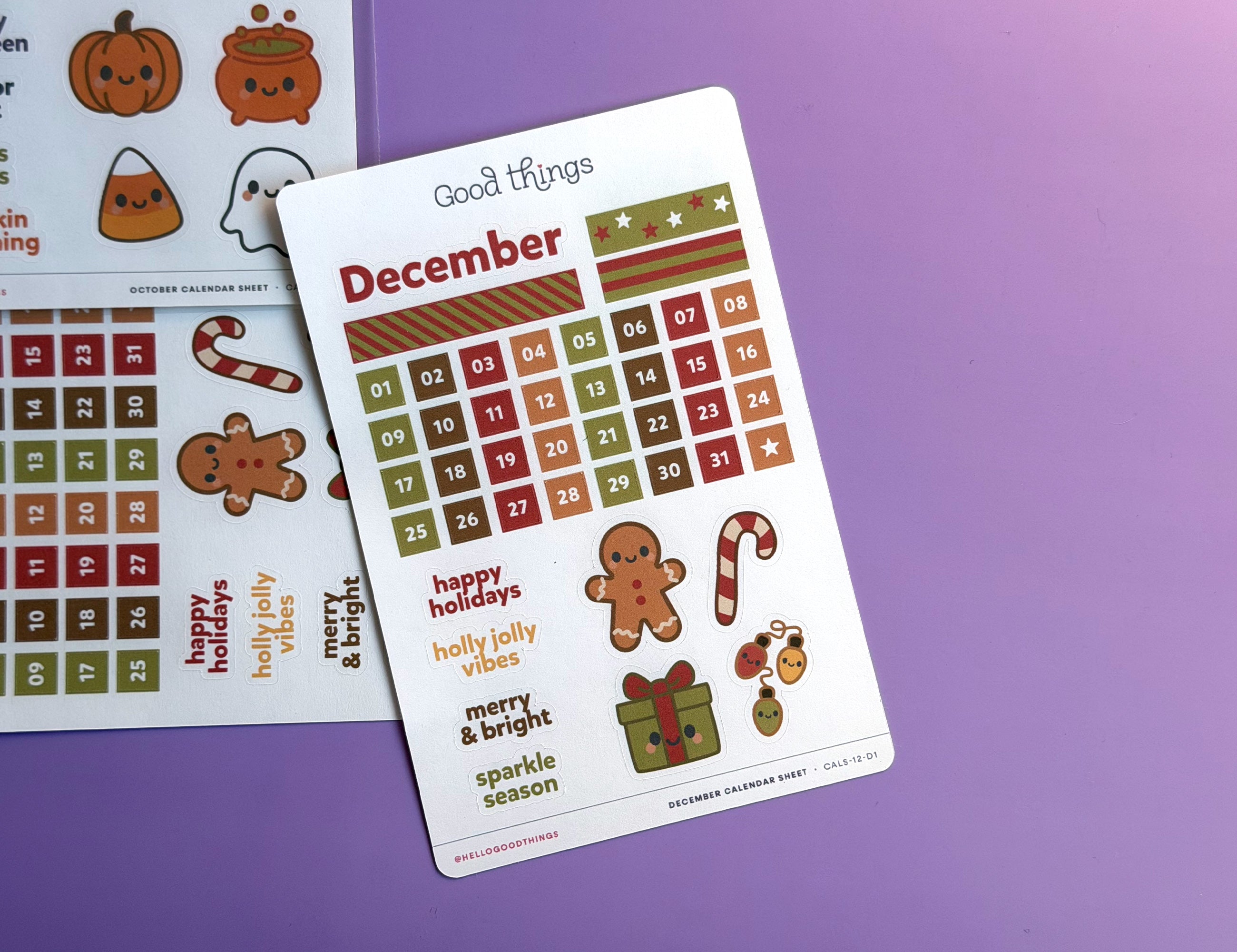 Create-a-Calendar December Kawaii Sticker Sheet