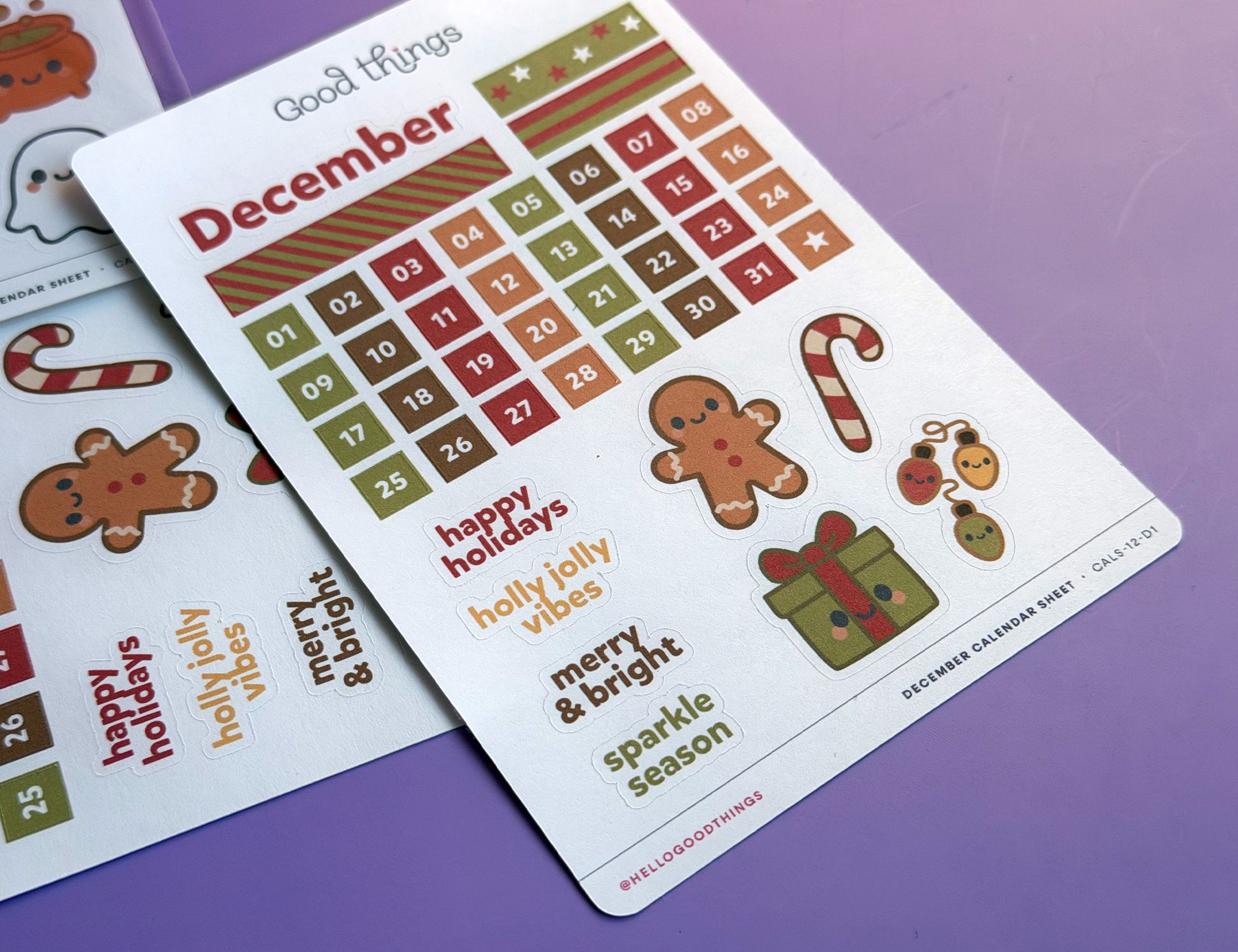 Create-a-Calendar December Kawaii Sticker Sheet