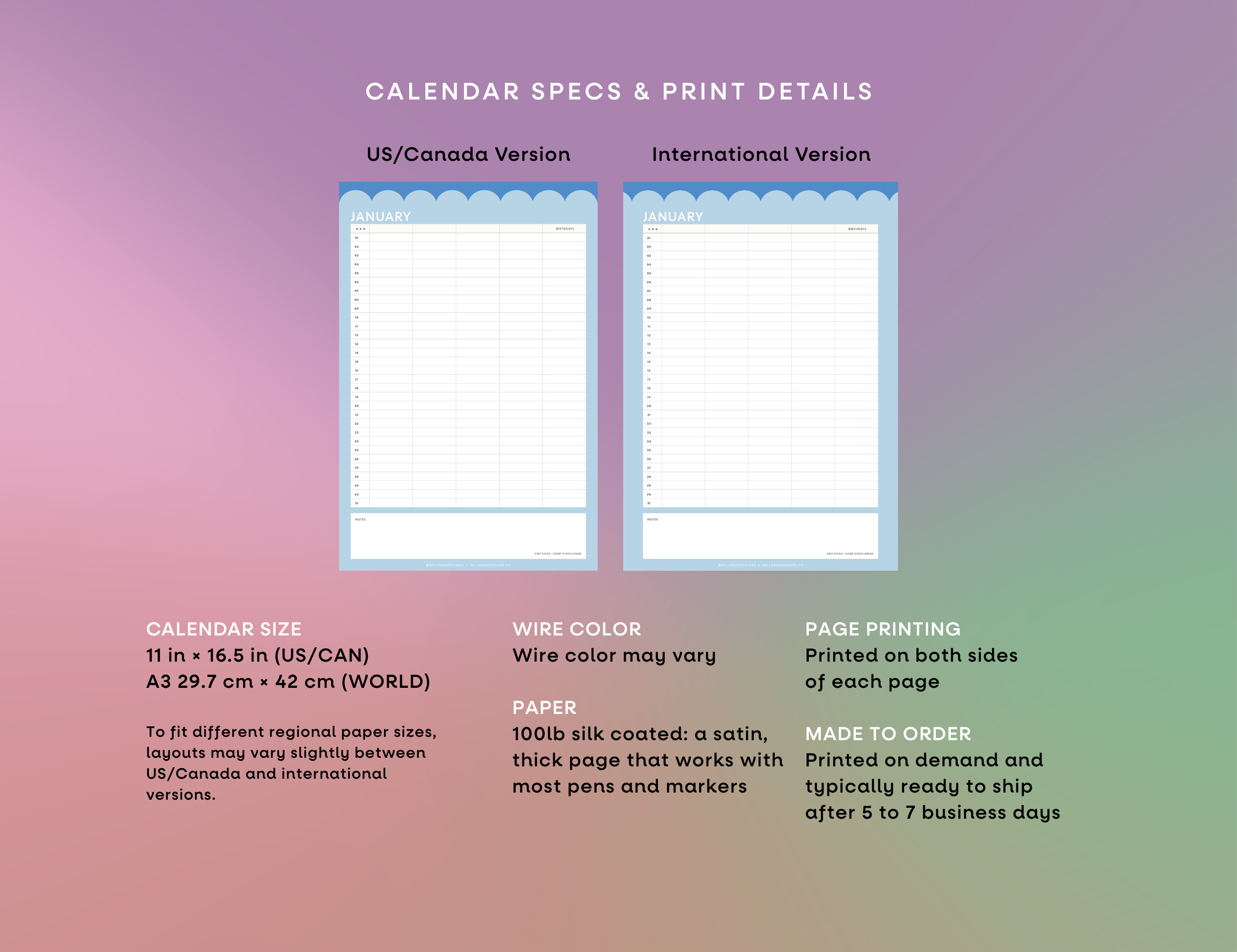 Family Party of Four Undated Wall Calendar