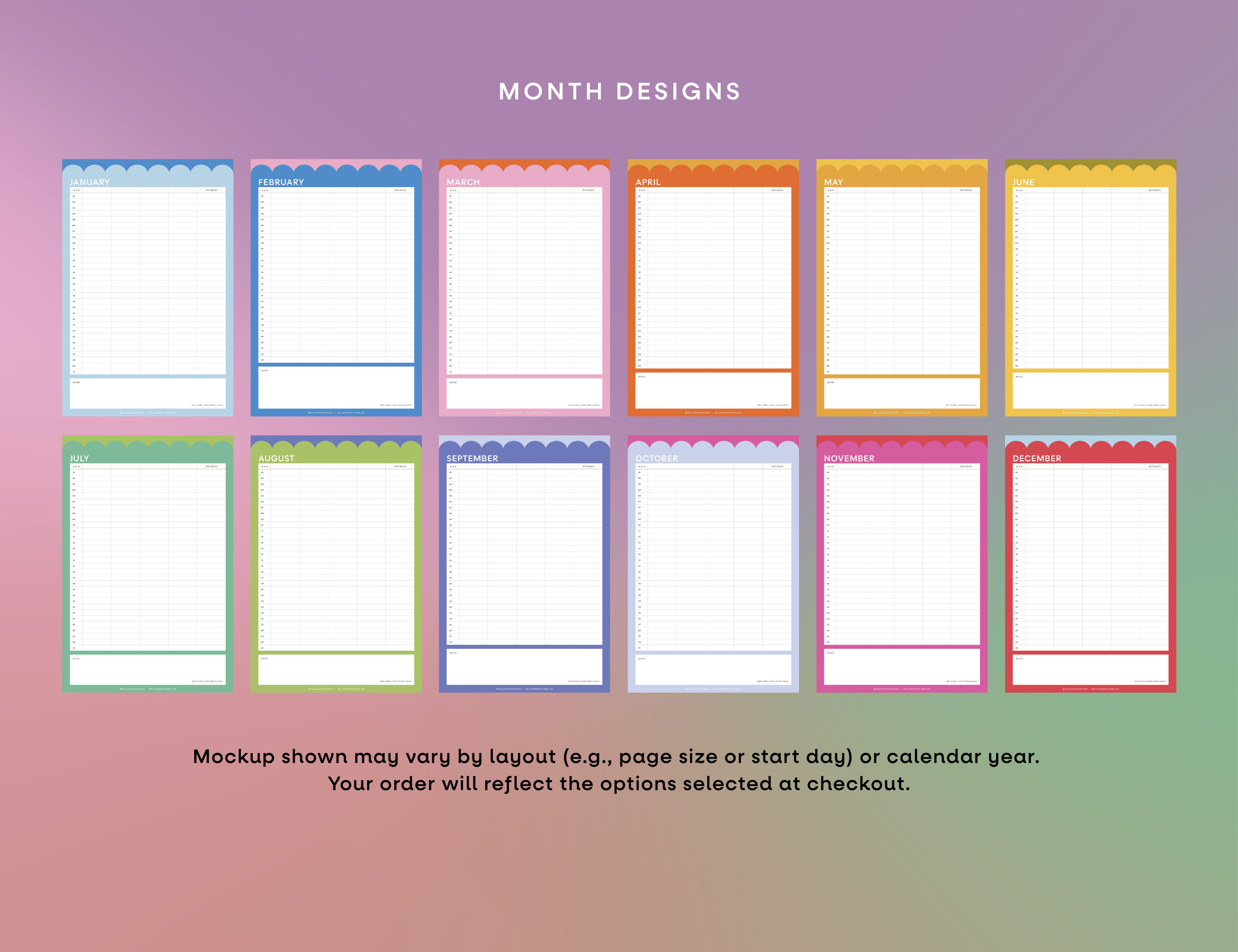 Family Party of Four Undated Wall Calendar