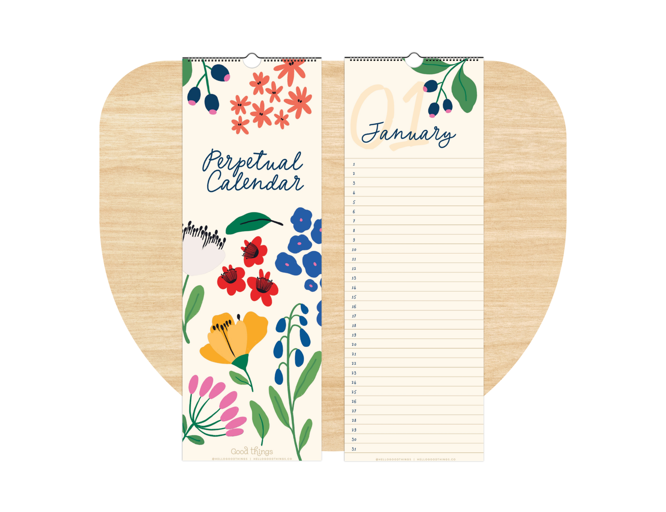 Floral Perpetual Wall Calendar