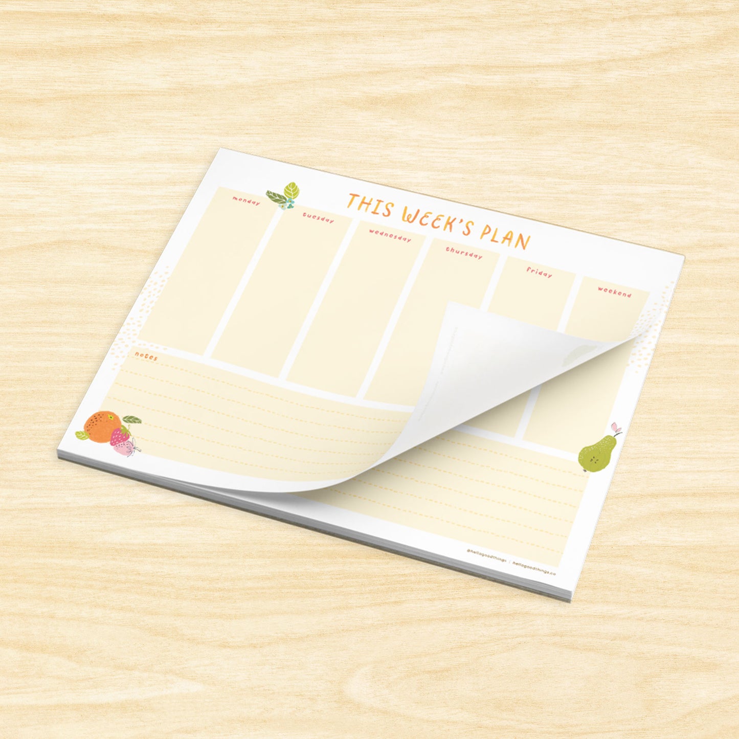 Fresh & Fruity Weekly Plan Notepad (Horizontal)