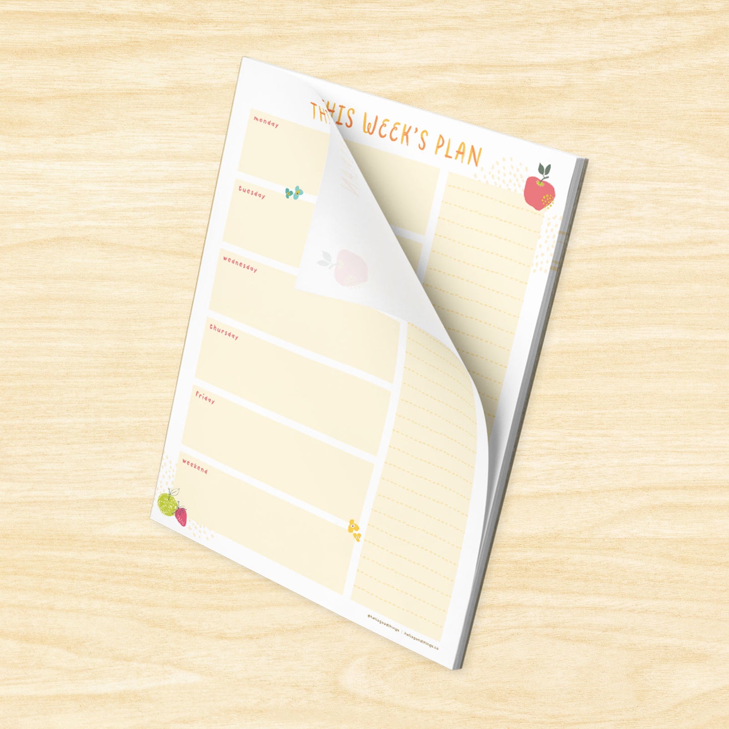 Fresh & Fruity Weekly Plan Notepad (Vertical)