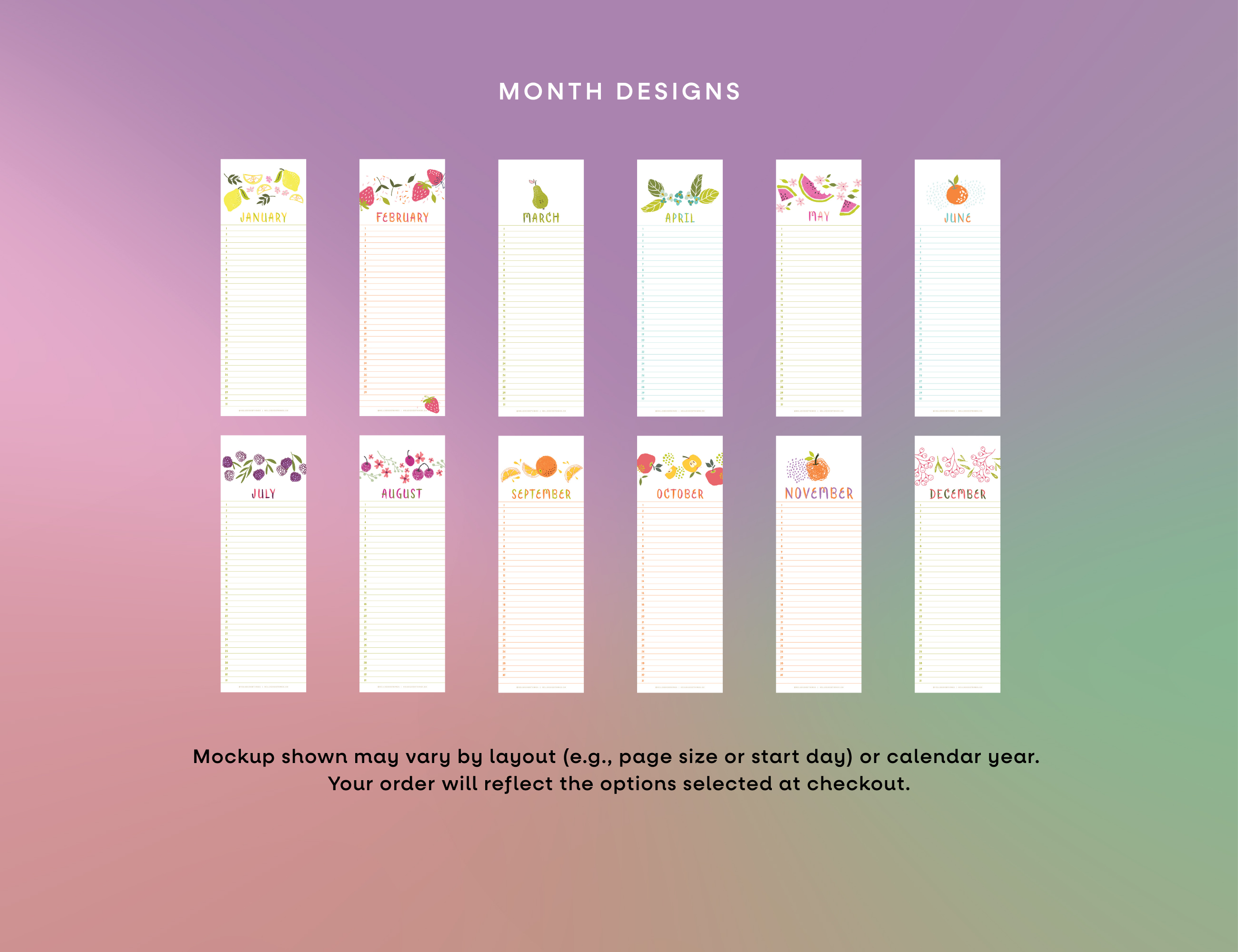 Fruity Perpetual Wall Calendar