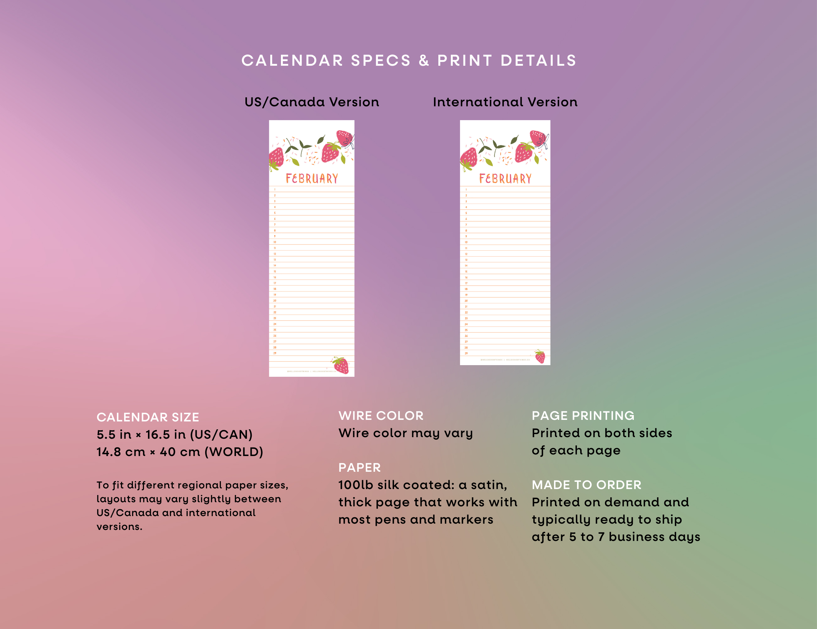 Fruity Perpetual Wall Calendar