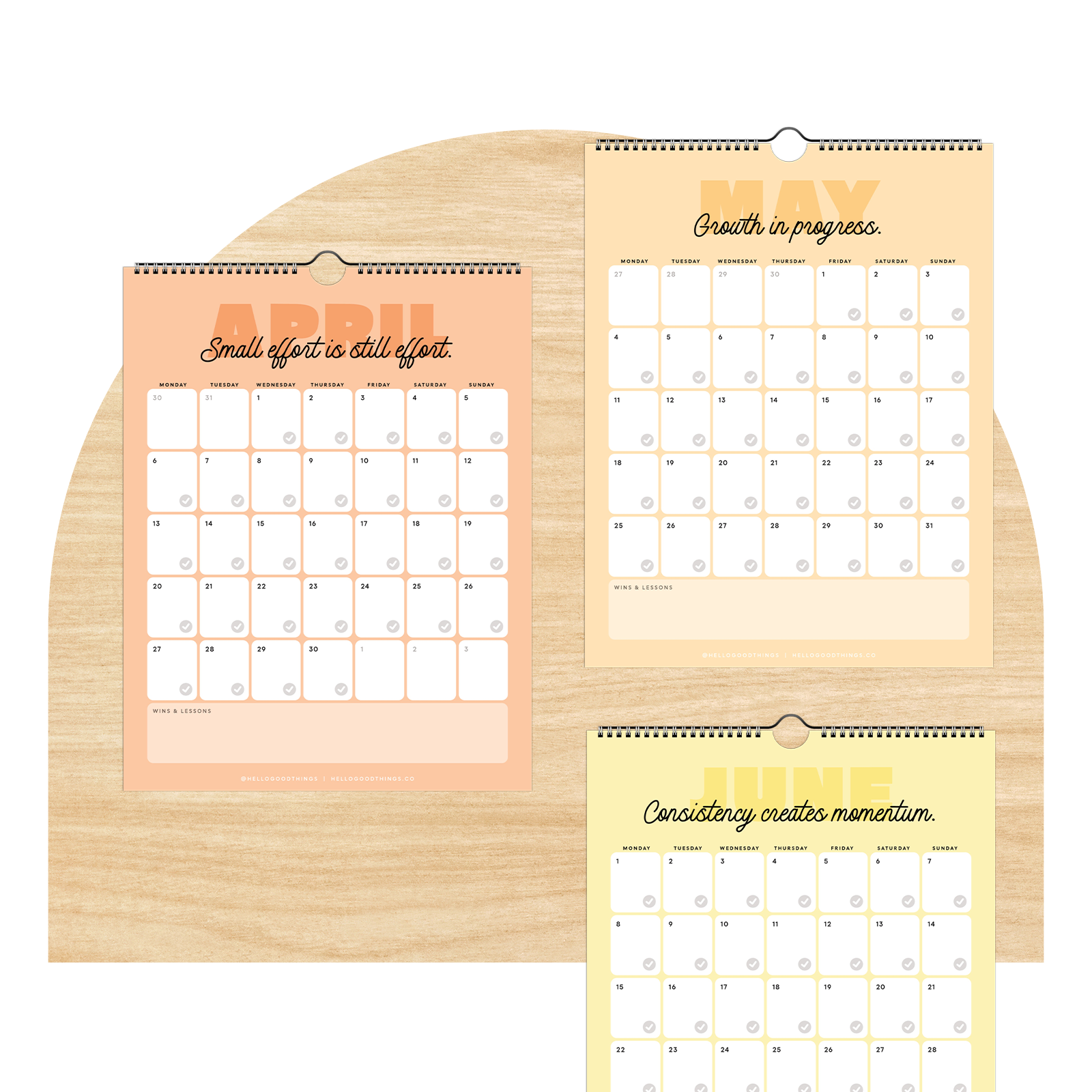 A Year of Showing Up, 2026 Calendar + Goal Tracker (Monday Start)