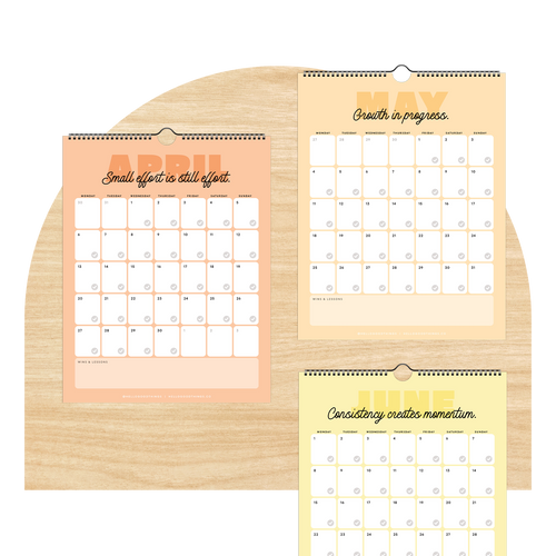 A Year of Showing Up, 2026 Calendar + Goal Tracker (Monday Start)