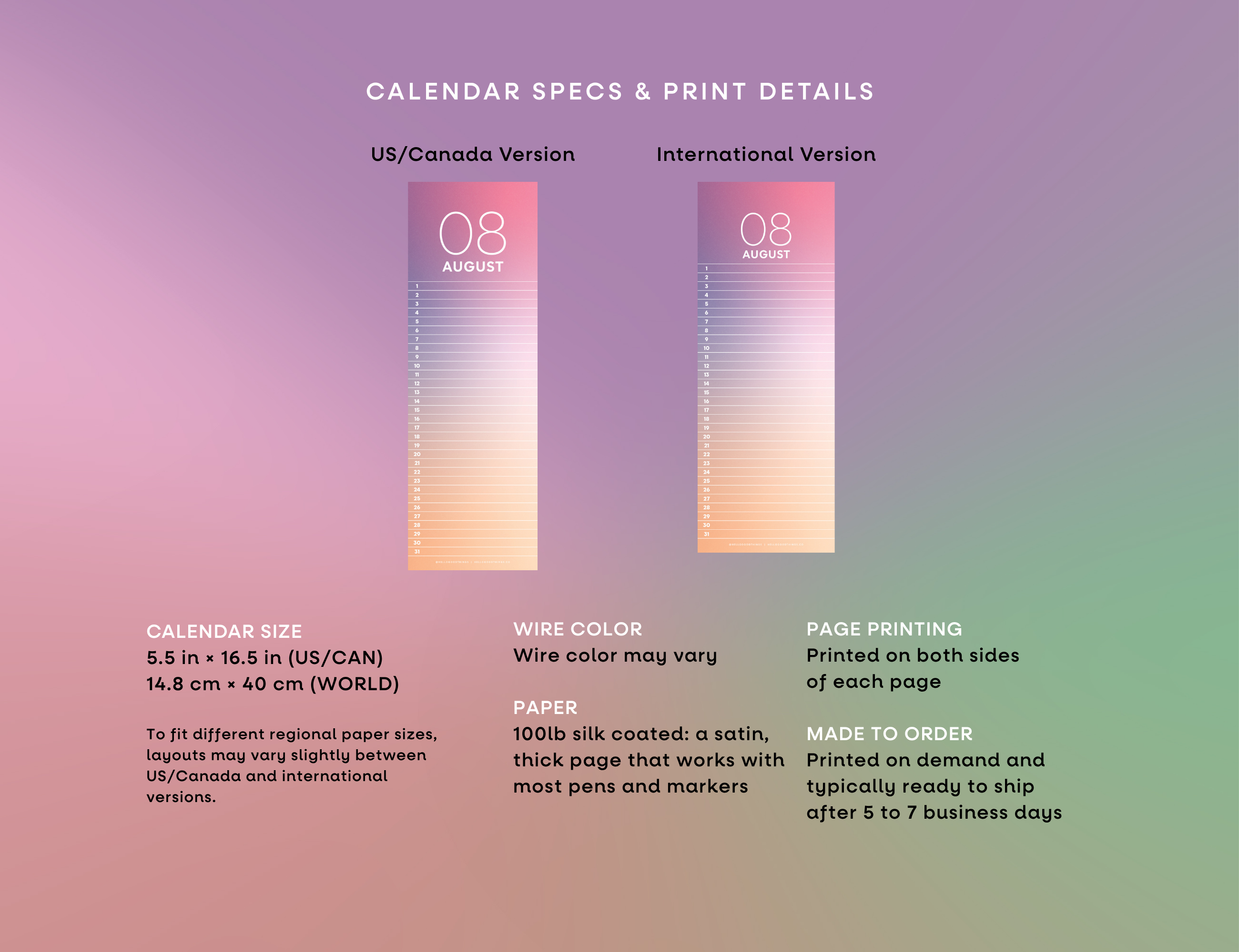 Gradient Perpetual Wall Calendar