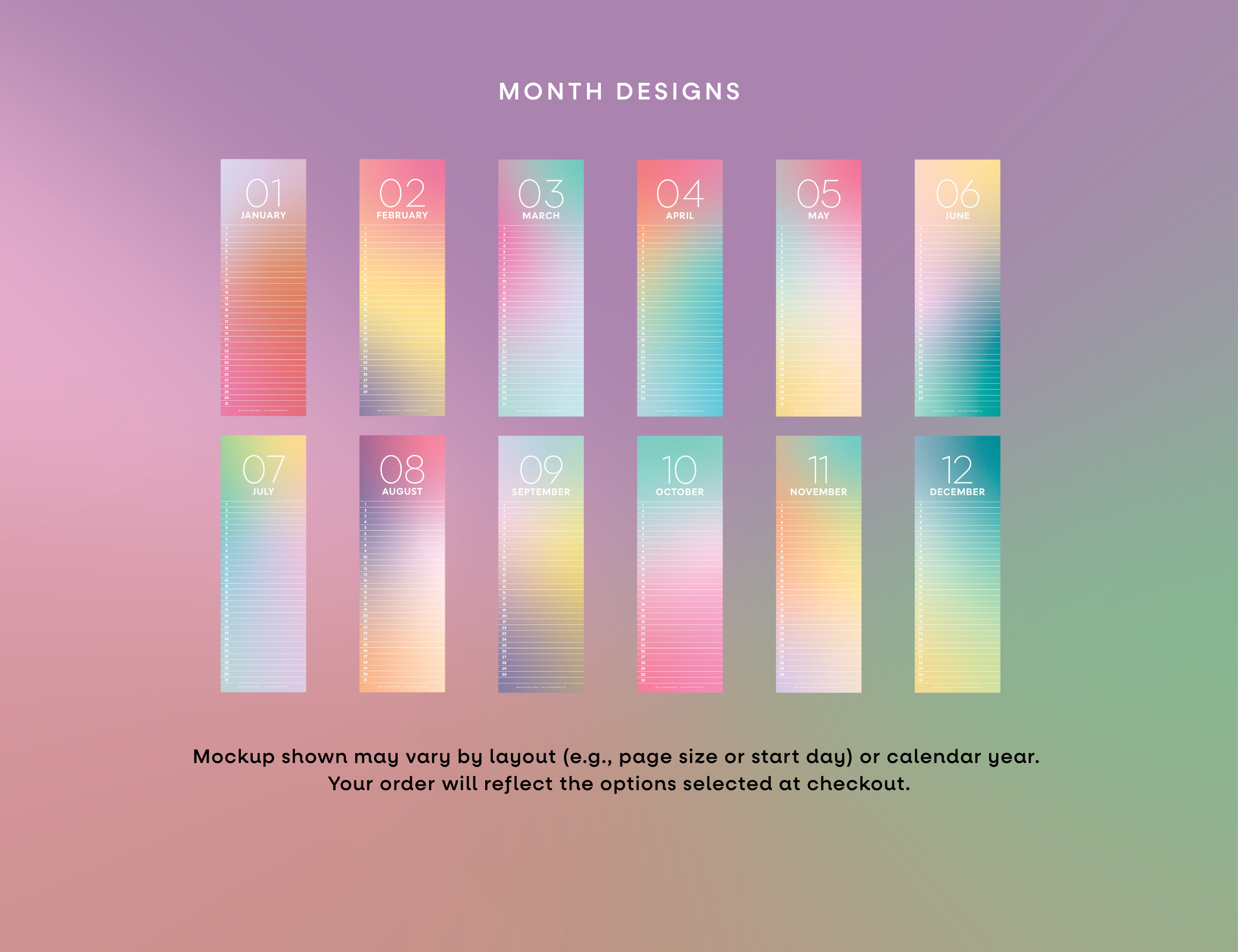 Gradient Perpetual Wall Calendar