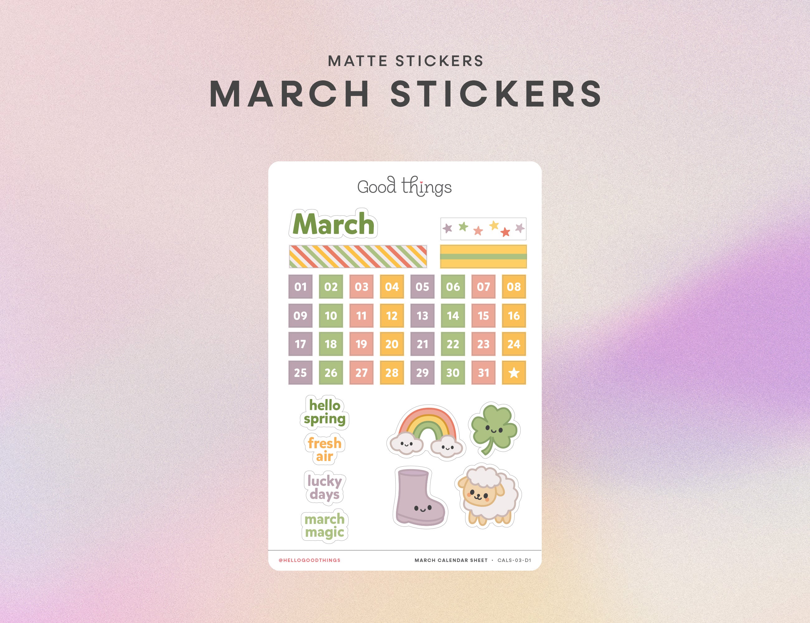 Create-a-Calendar March Kawaii Sticker Sheet