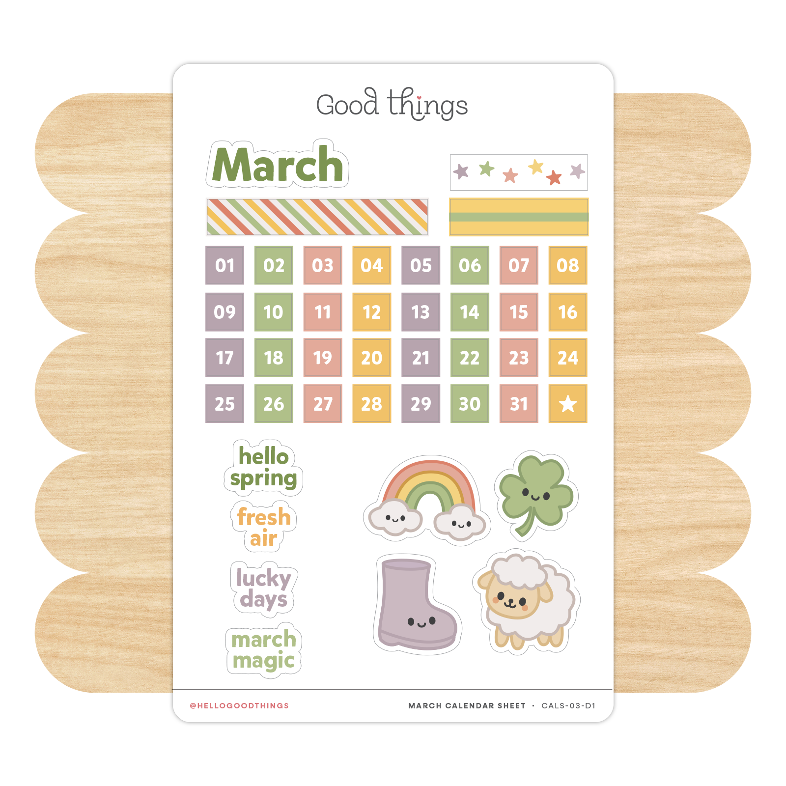 Create-a-Calendar March Kawaii Sticker Sheet
