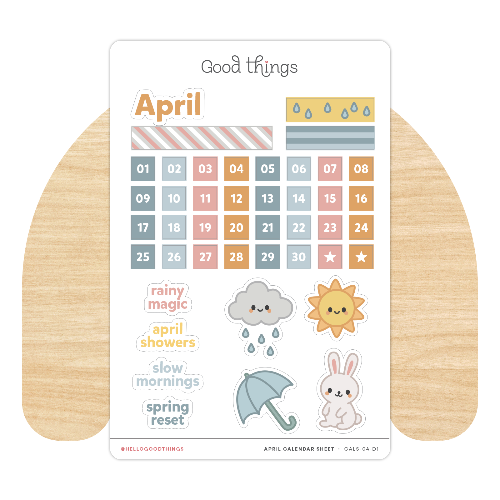 Create-a-Calendar April Kawaii Sticker Sheet