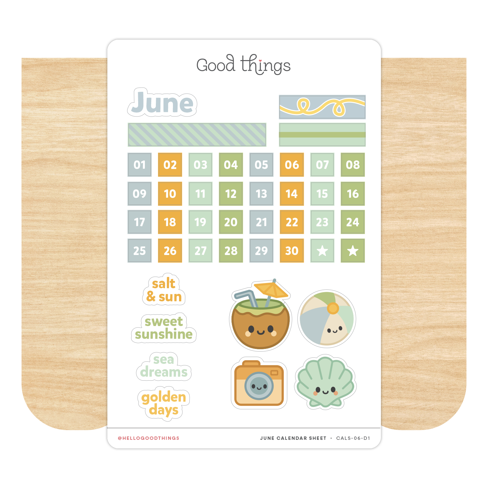 Create-a-Calendar June Kawaii Sticker Sheet