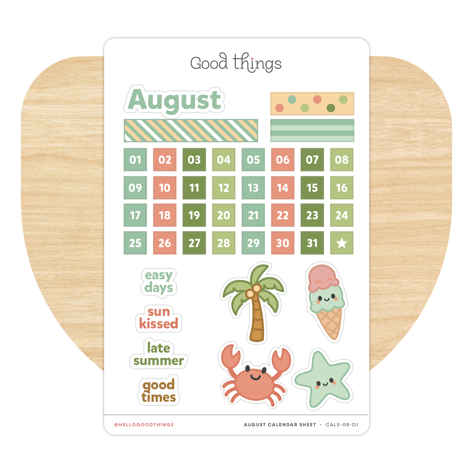 Create-a-Calendar August Kawaii Sticker Sheet