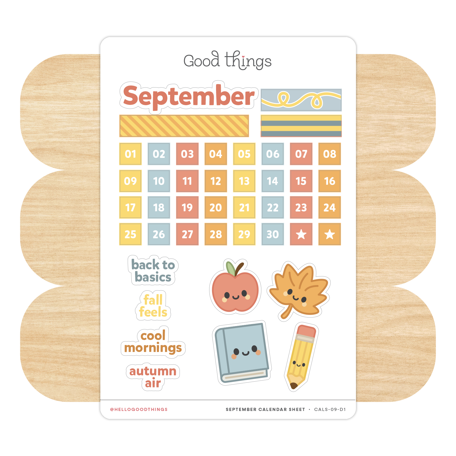 Create-a-Calendar September Kawaii Sticker Sheet