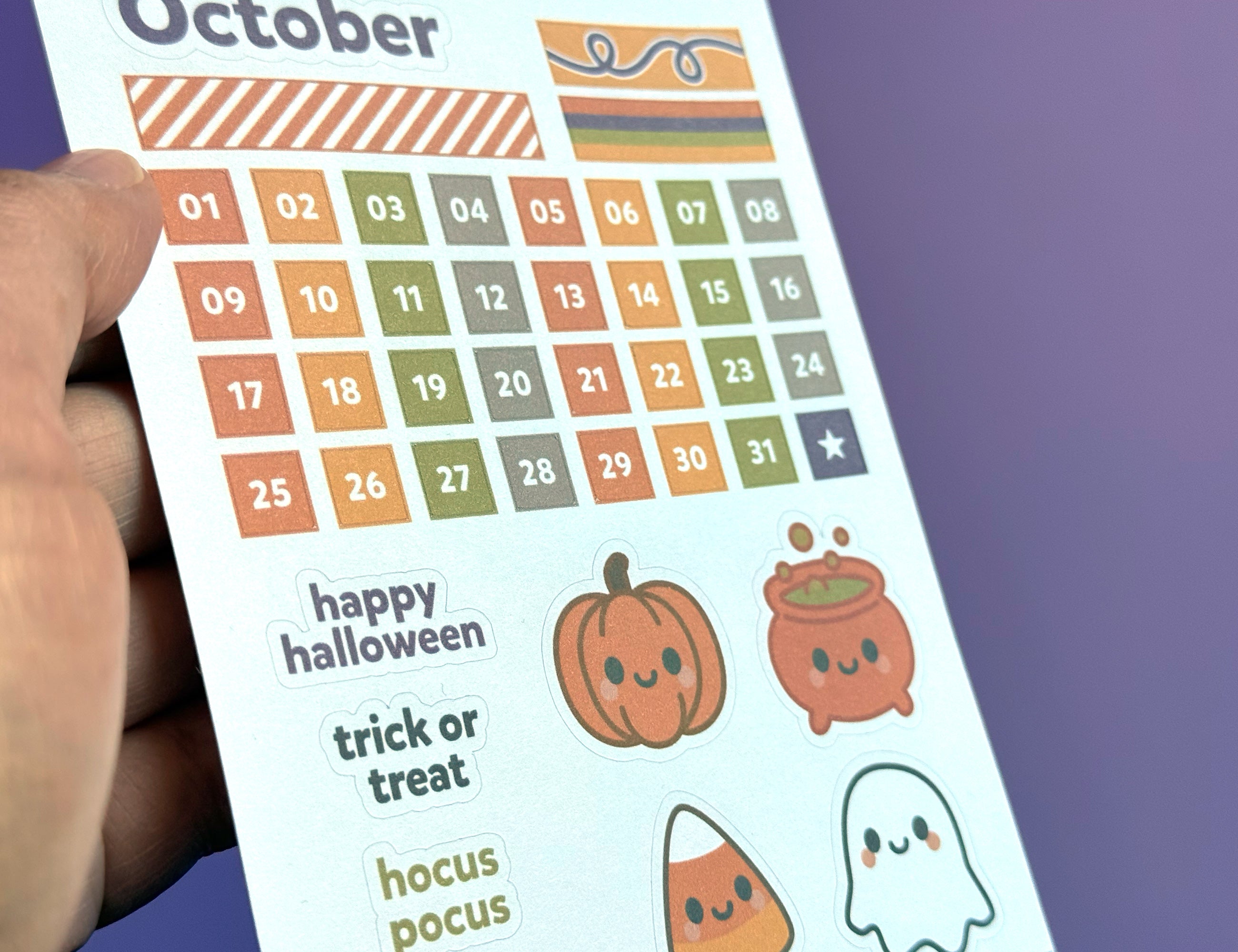 Create-a-Calendar October Kawaii Sticker Sheet