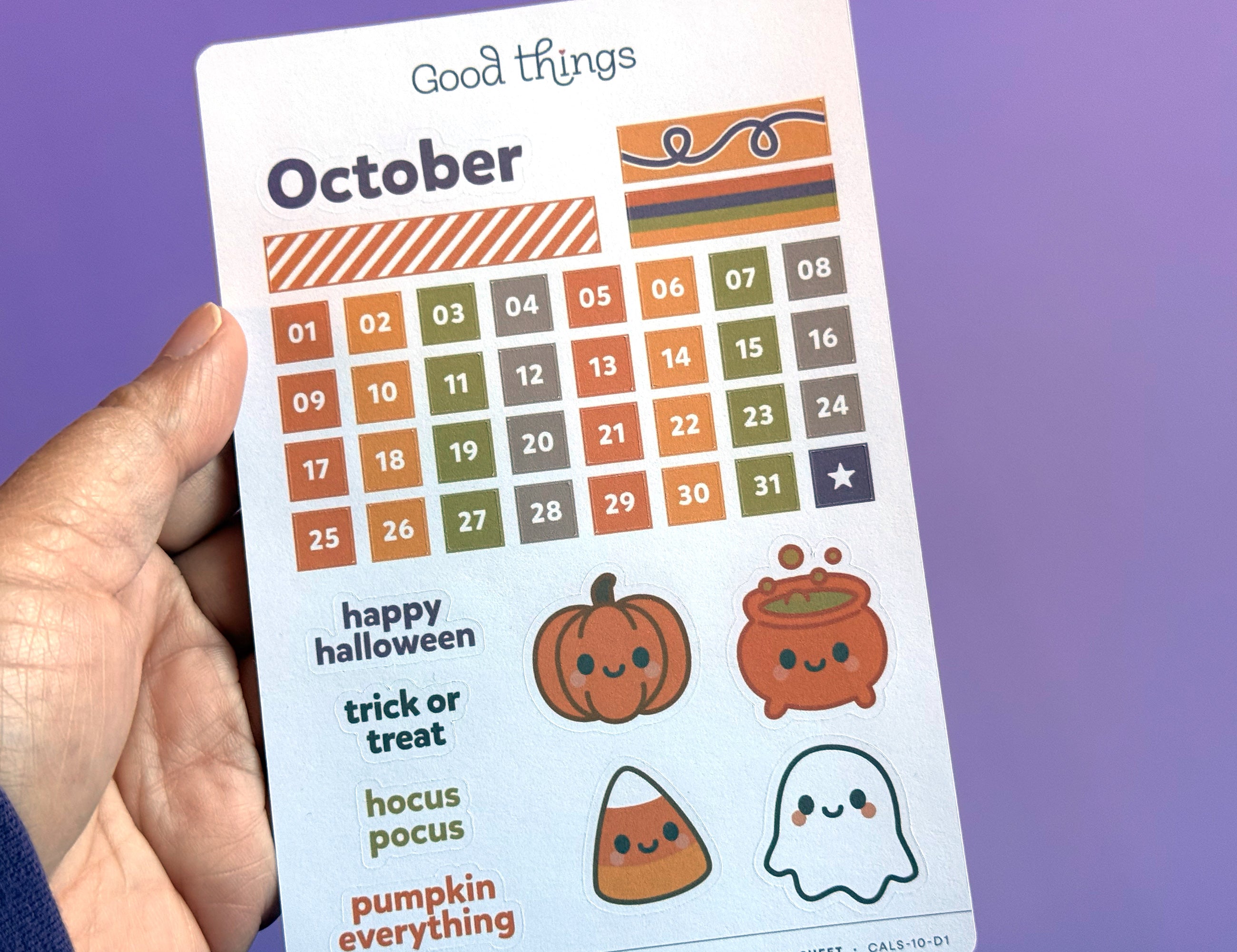 Create-a-Calendar October Kawaii Sticker Sheet