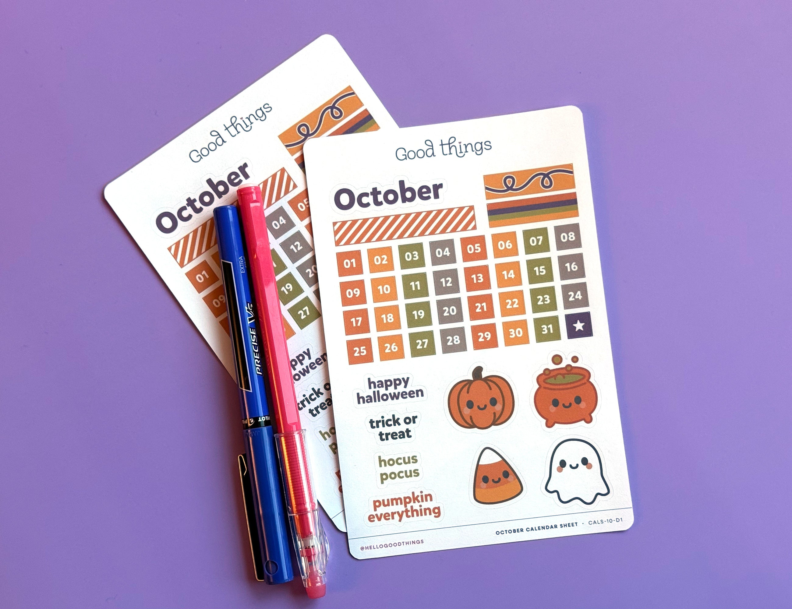 Create-a-Calendar October Kawaii Sticker Sheet