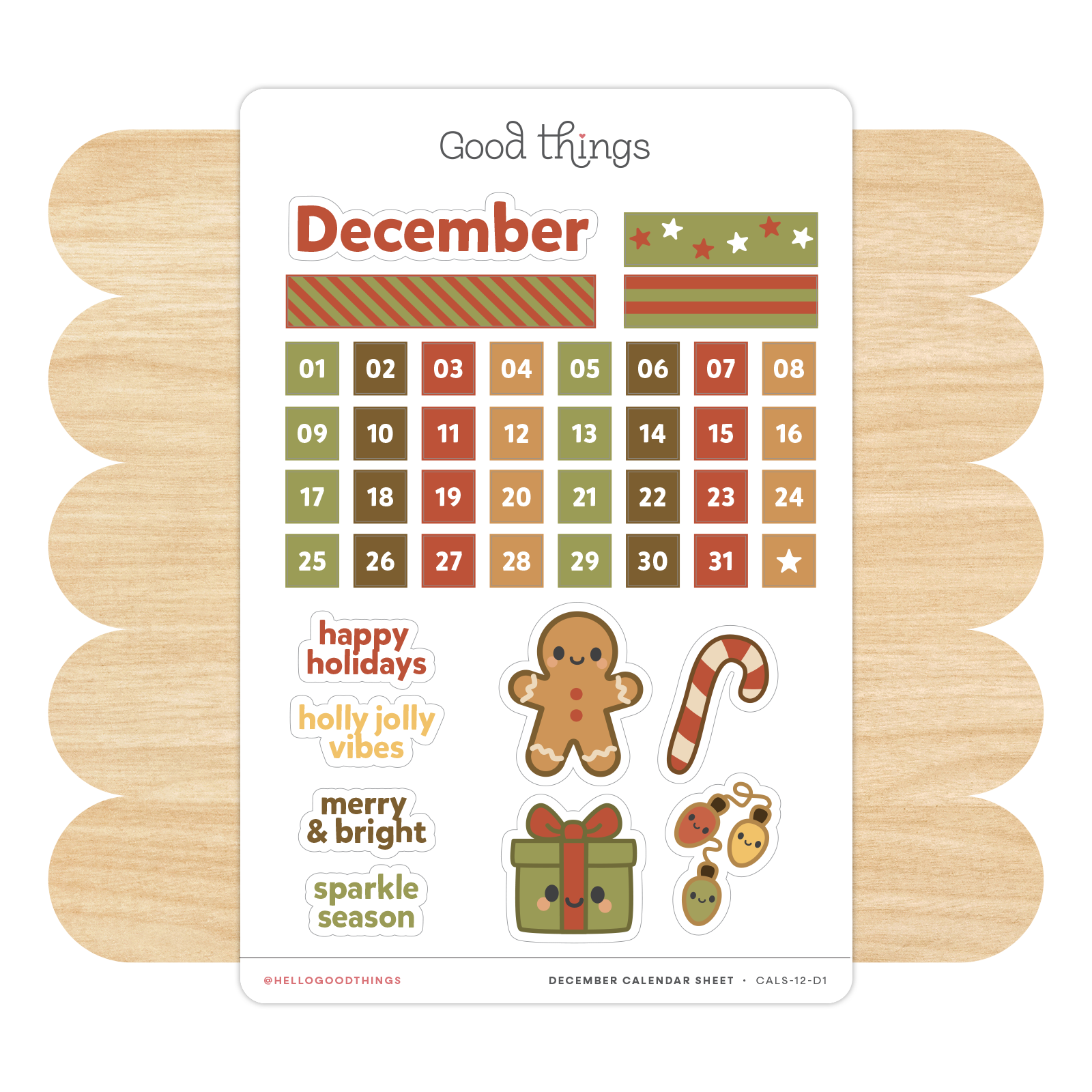 Create-a-Calendar December Kawaii Sticker Sheet