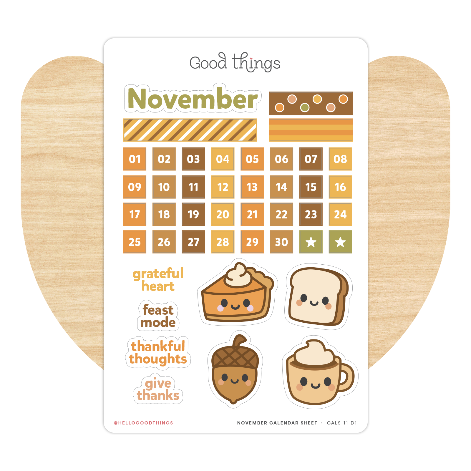 Create-a-Calendar November Kawaii Sticker Sheet