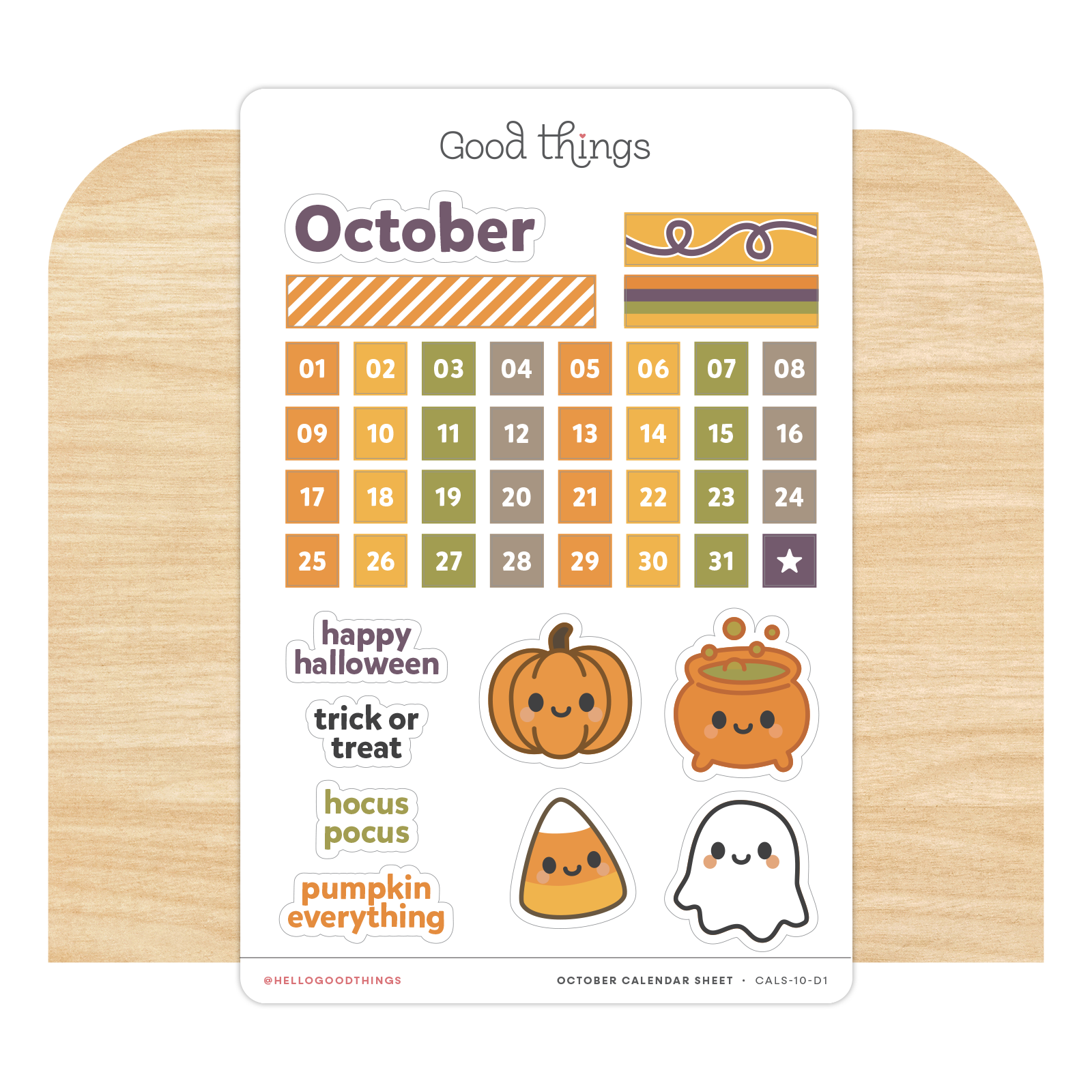 Create-a-Calendar October Kawaii Sticker Sheet