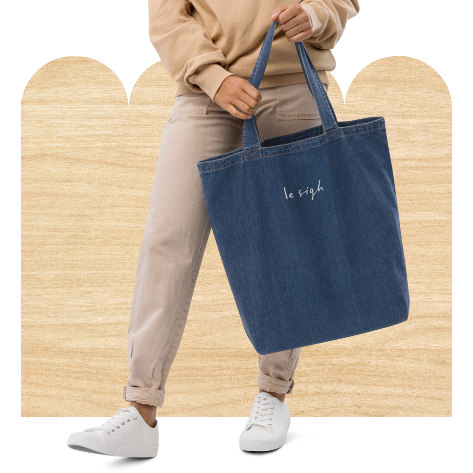 Le Sigh Embroidered Denim Tote Bag by Good Things